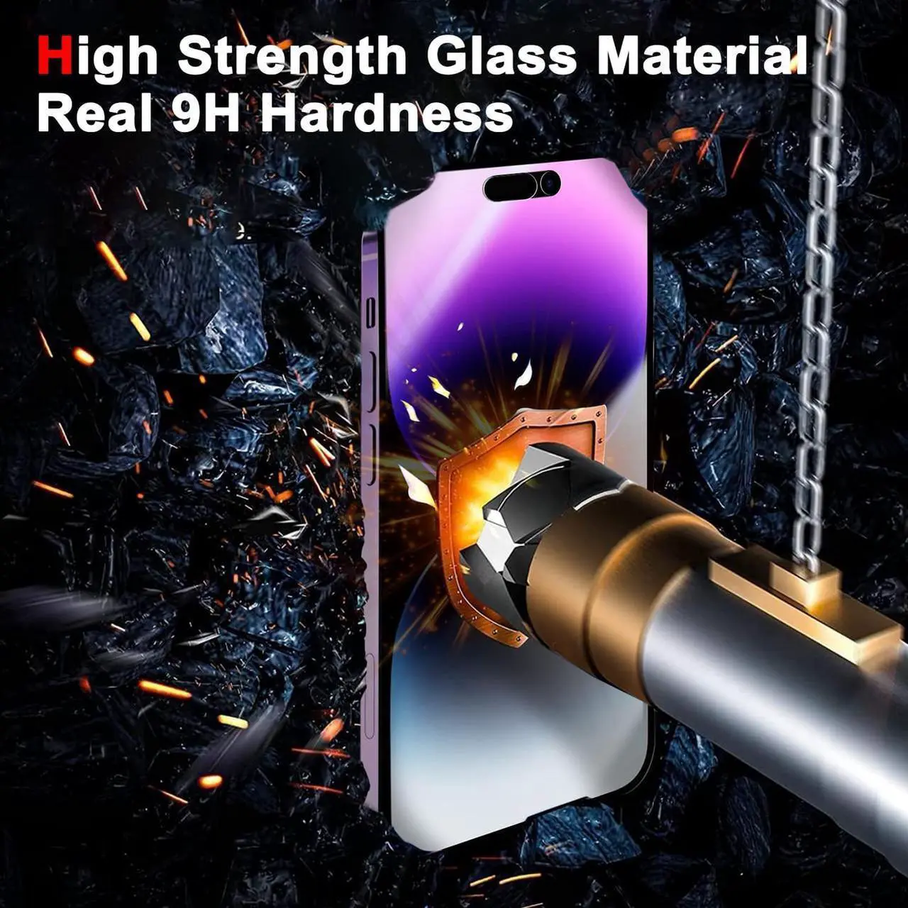 Alt view image 5 of 7 - 2+2 Combo Pack 2-Pack Privacy Tempered Glass Screen Protector + 2-Pack Camera Lens Protector for iPhone 14 Pro Max