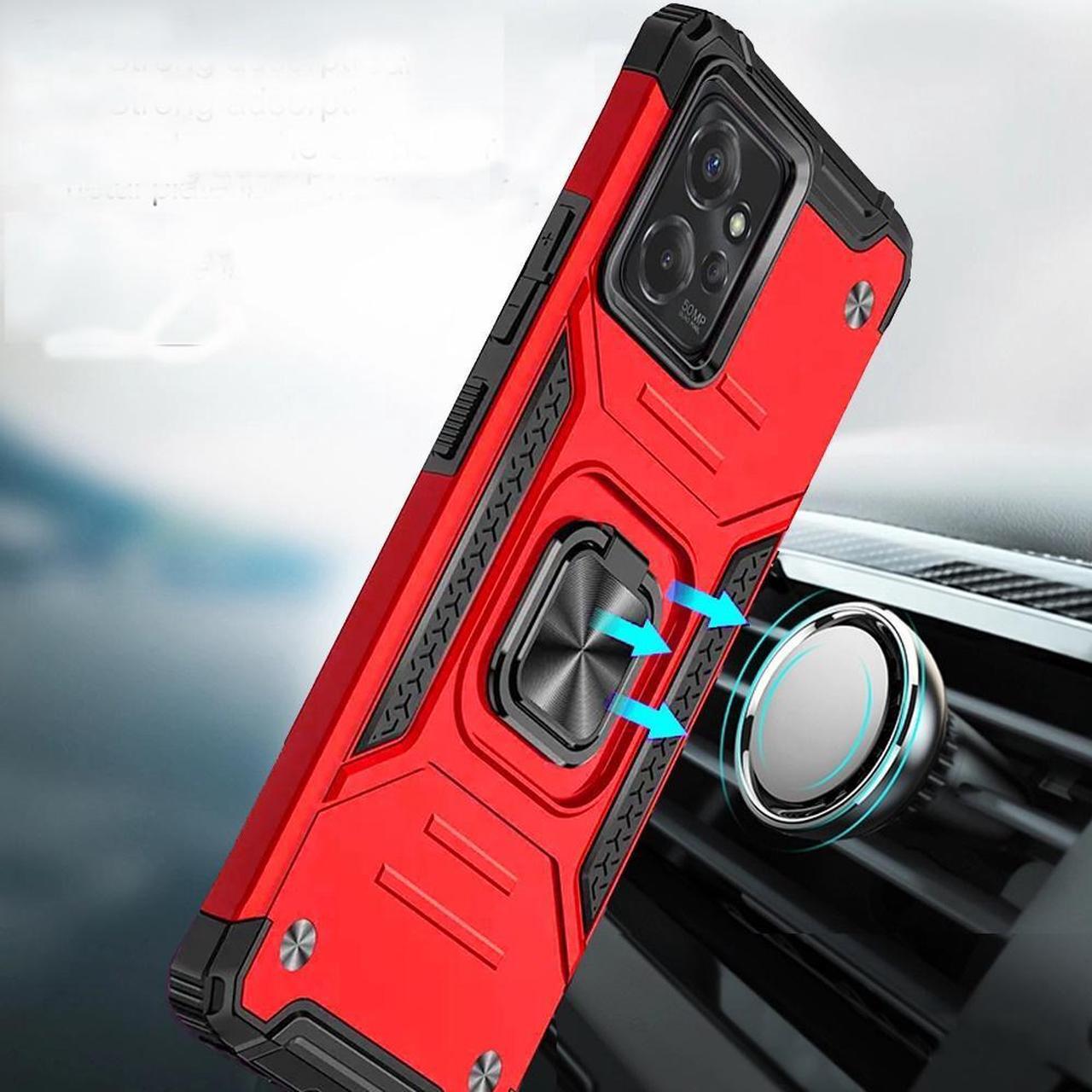 Alt view image 3 of 3 - Robust Series Dual Layer Hybrid Case with Ring Grip for Motorola Moto G Power 5G 2023 - Red