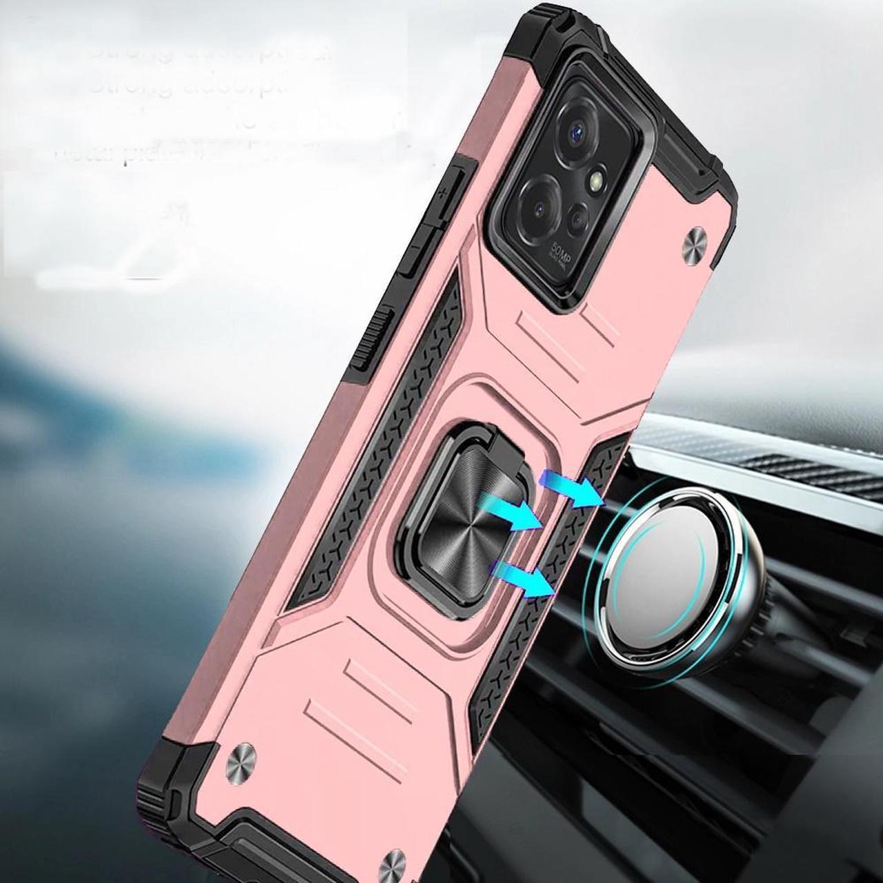 Alt view image 3 of 3 - Robust Series Dual Layer Hybrid Case with Ring Grip for Motorola Moto G Power 5G 2023 - Rose Gold