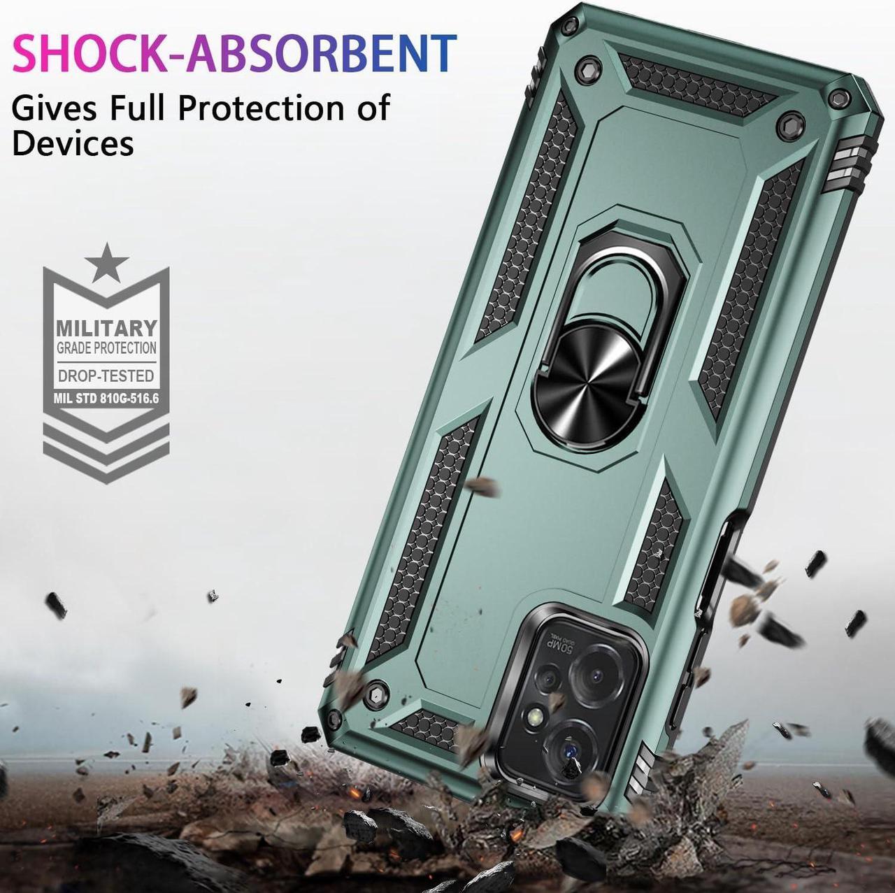 Alt view image 2 of 7 - Military Grade Hybrid Case with Ring Grip for Motorola Moto G Power 5G 2023 - Green