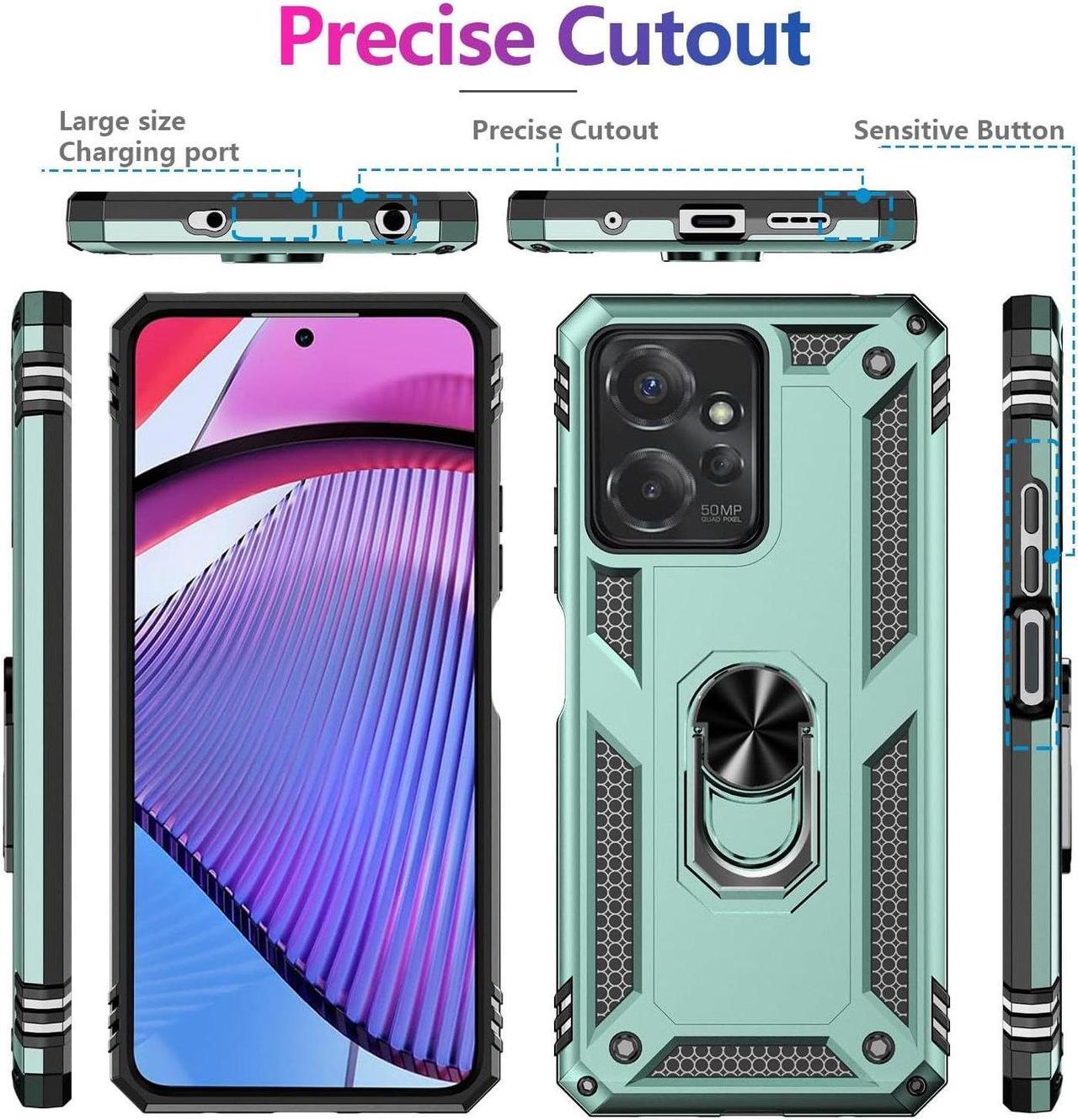 Alt view image 4 of 7 - Military Grade Hybrid Case with Ring Grip for Motorola Moto G Power 5G 2023 - Green