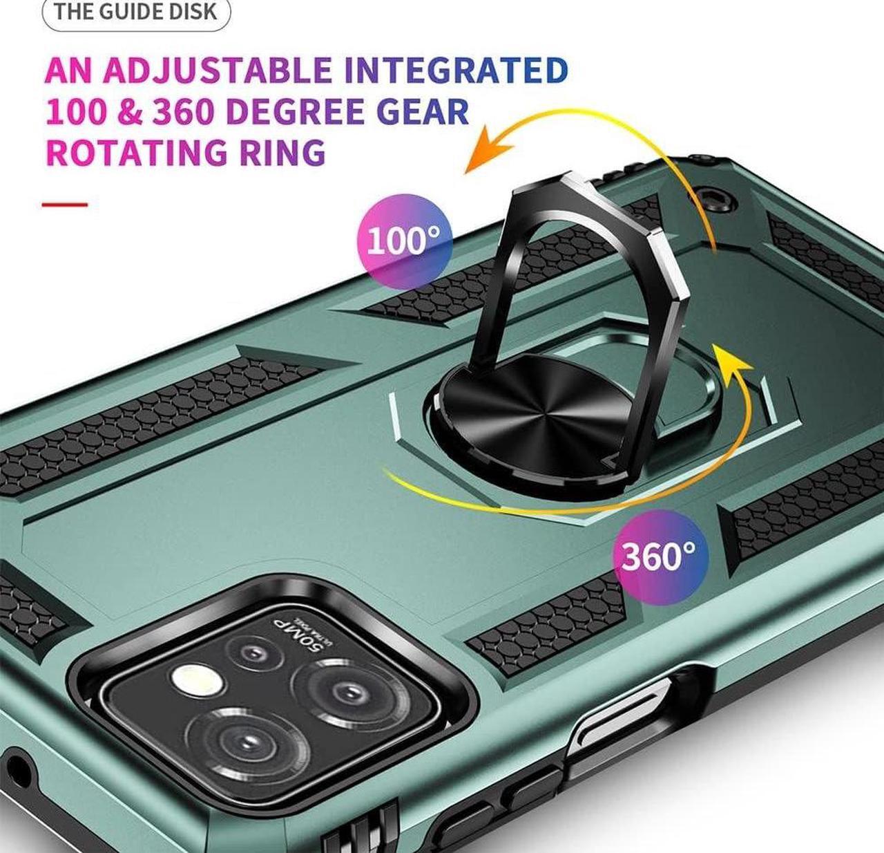 Alt view image 6 of 7 - Military Grade Hybrid Case with Ring Grip for Motorola Moto G Power 5G 2023 - Green