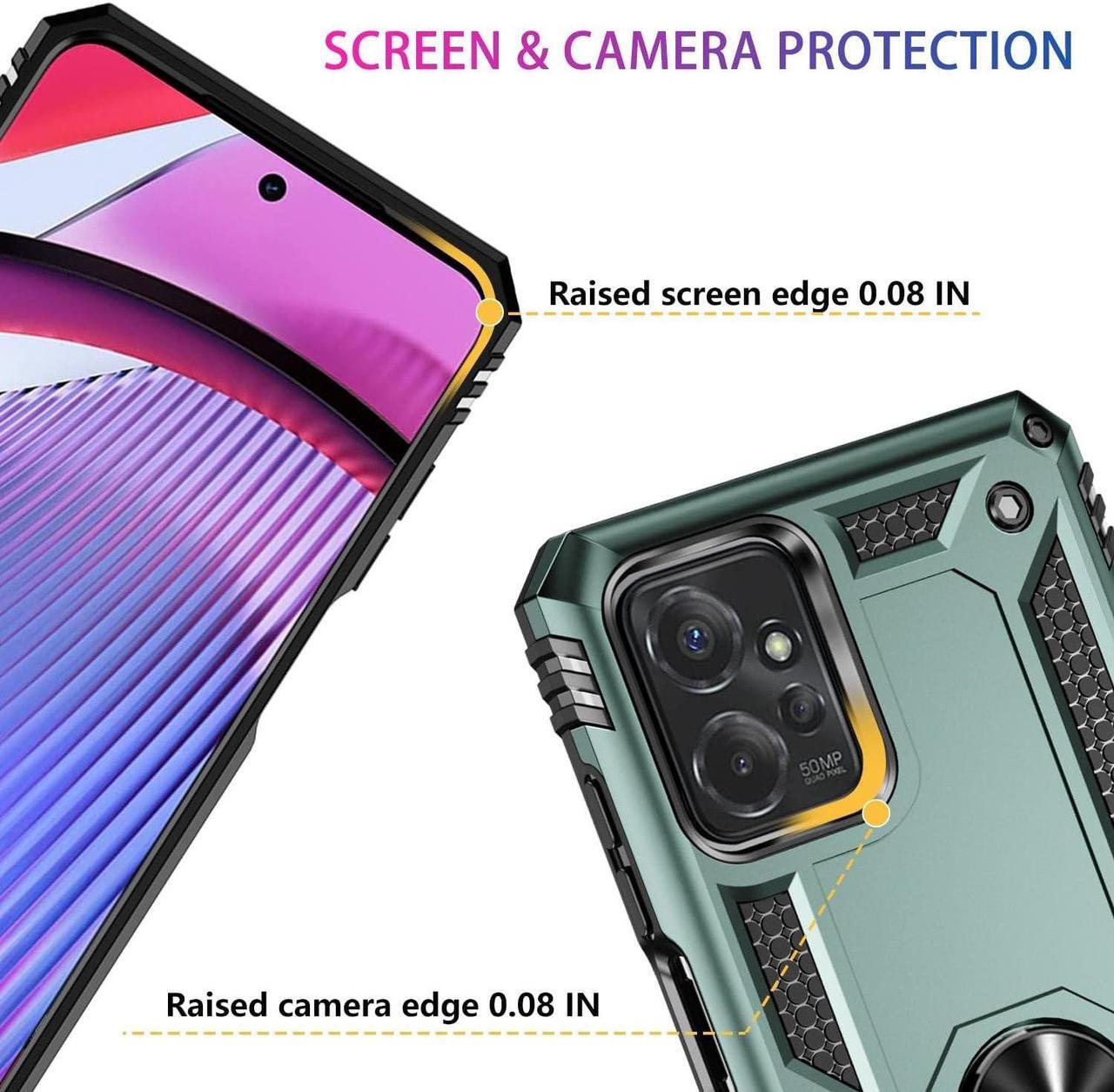 Alt view image 7 of 7 - Military Grade Hybrid Case with Ring Grip for Motorola Moto G Power 5G 2023 - Green