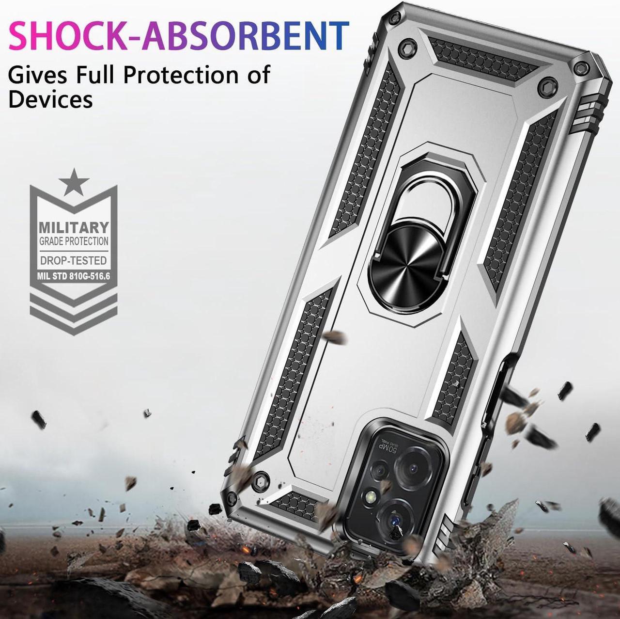 Alt view image 2 of 7 - Military Grade Hybrid Case with Ring Grip for Motorola Moto G Power 5G 2023 - Silver