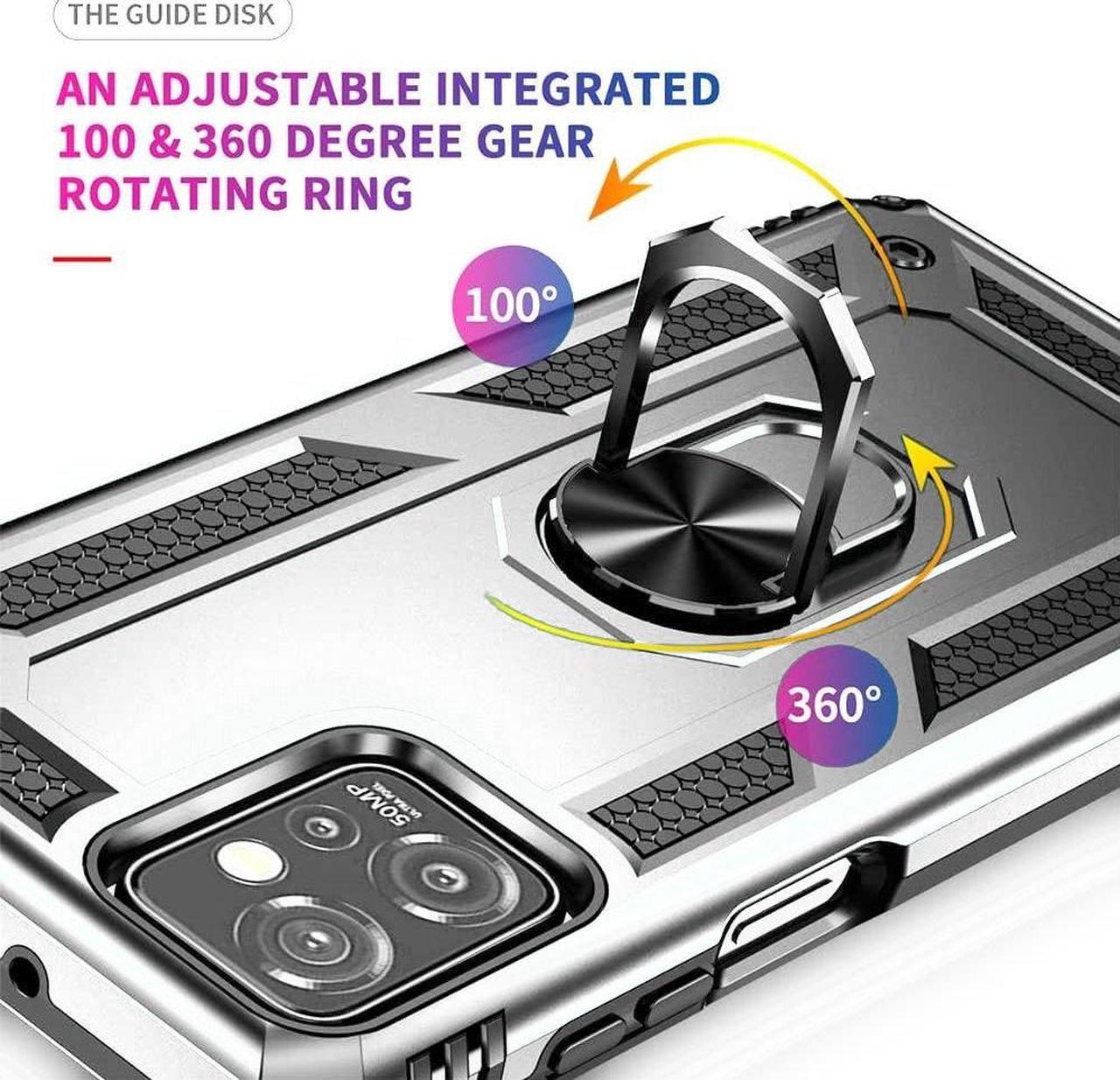 Alt view image 6 of 7 - Military Grade Hybrid Case with Ring Grip for Motorola Moto G Power 5G 2023 - Silver
