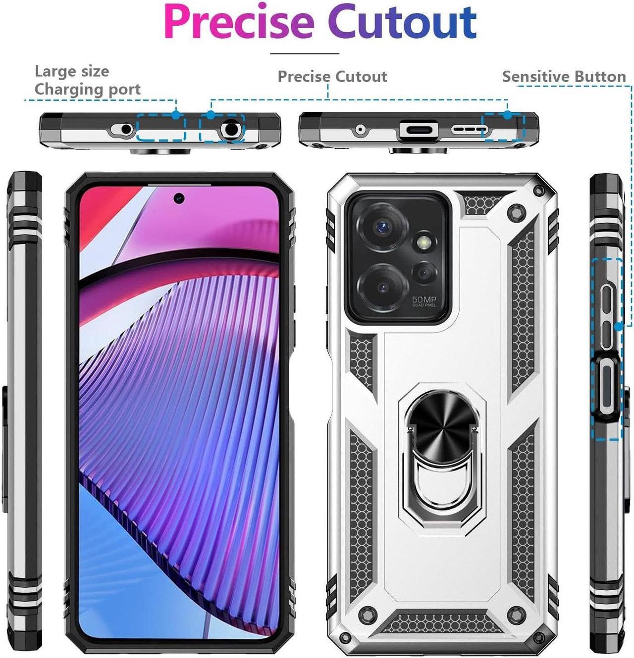 Alt view image 4 of 7 - Military Grade Hybrid Case with Ring Grip for Motorola Moto G Power 5G 2023 - Silver