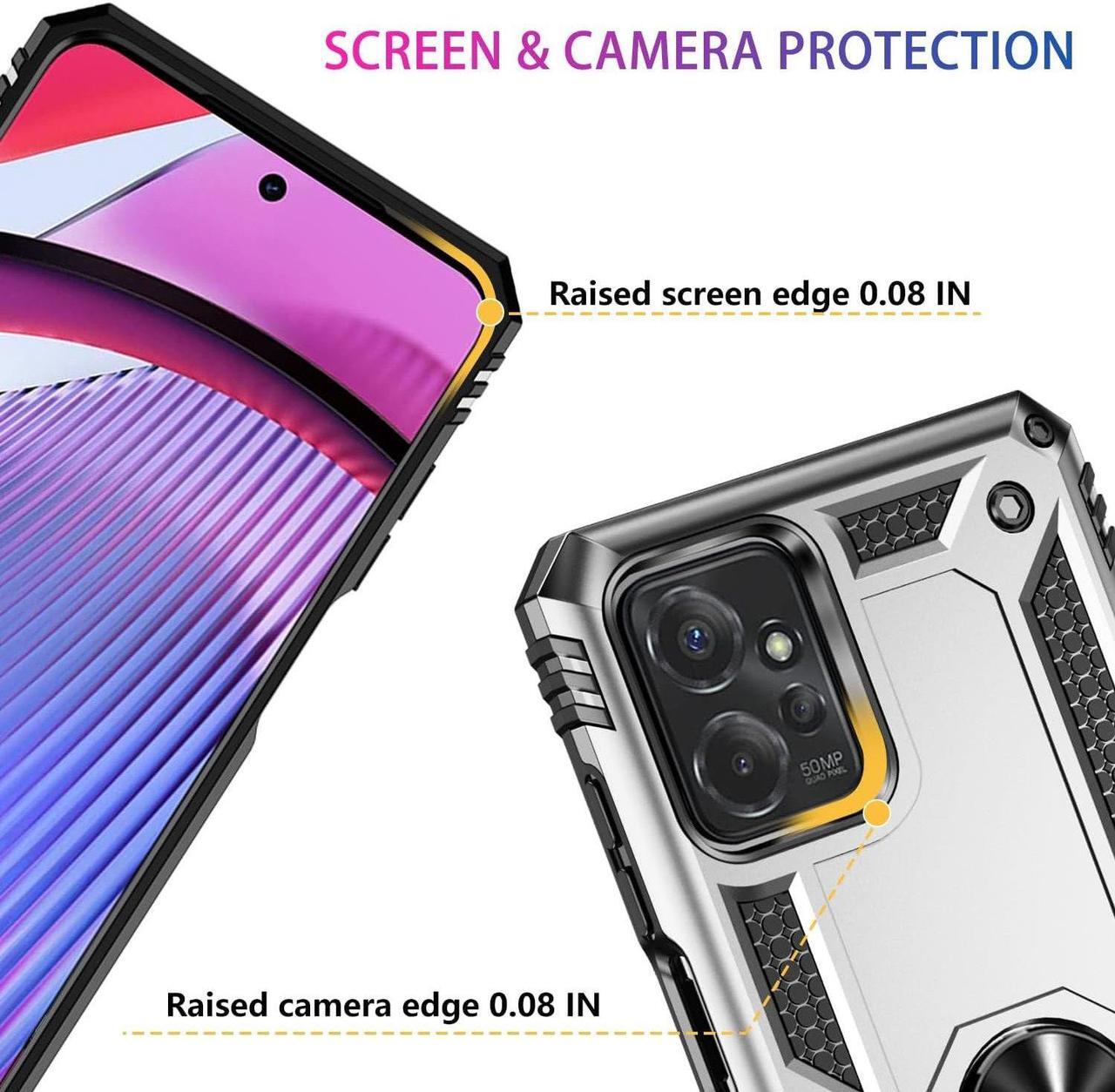 Alt view image 7 of 7 - Military Grade Hybrid Case with Ring Grip for Motorola Moto G Power 5G 2023 - Silver