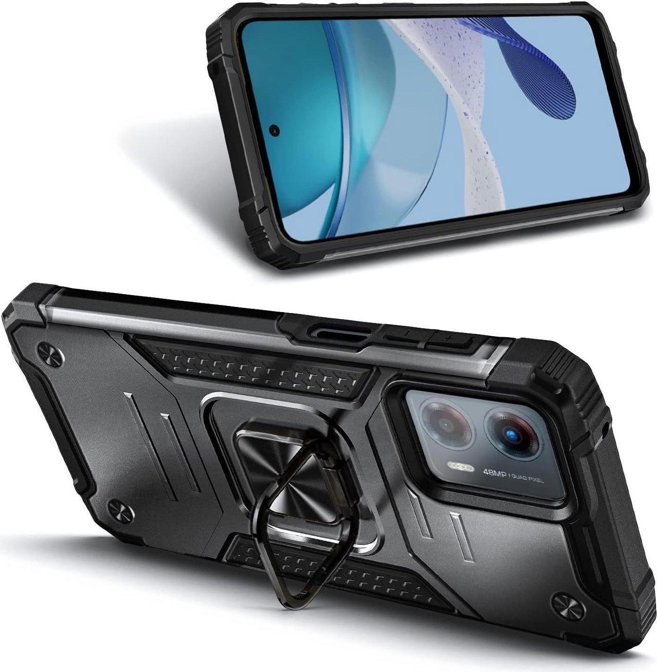 Alt view image 4 of 7 - Robust Series Dual Layer Hybrid Case with Ring Holder for Motorola Moto G 5G 2023 - Black