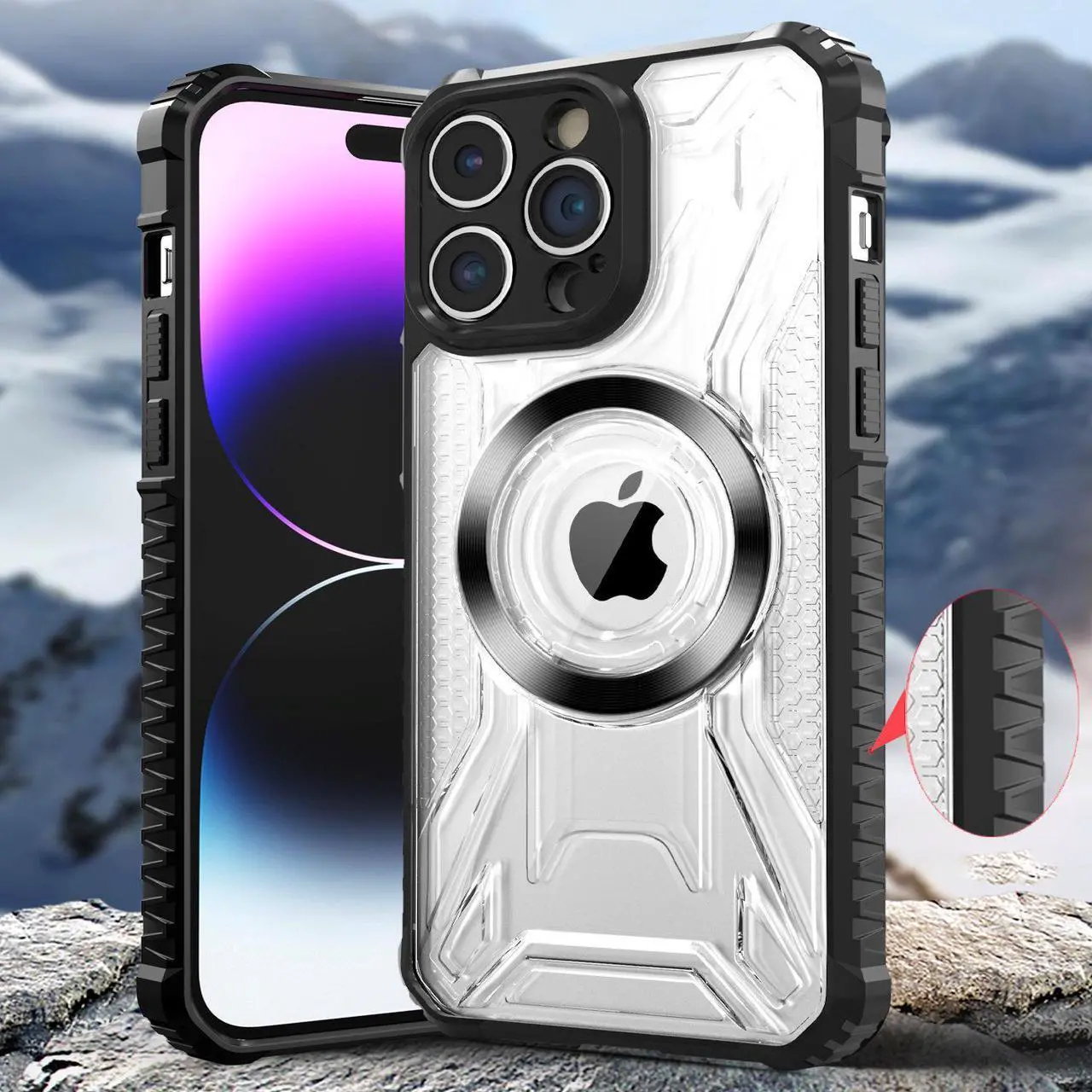 Alt view image 2 of 3 - MagSafe Compatible Fusion Evo Transparent Case for iPhone 14 Pro Max - Black