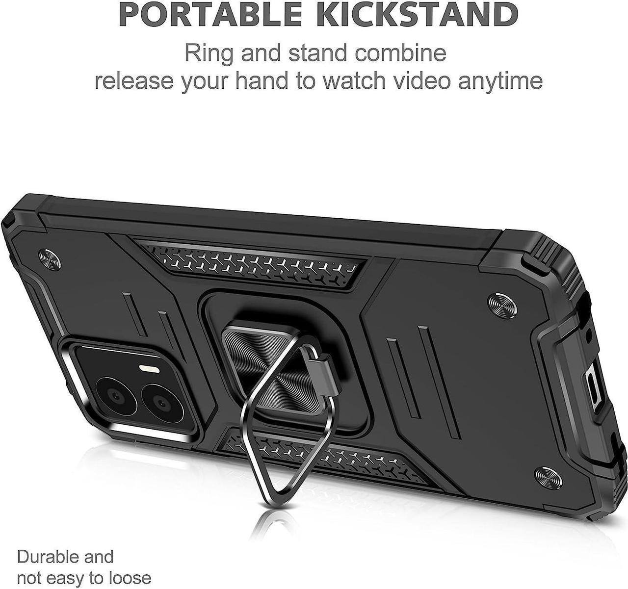 Alt view image 7 of 7 - Robust Series Dual Layer Hybrid Case with Ring Holder for Motorola Moto G 5G 2023 - Black