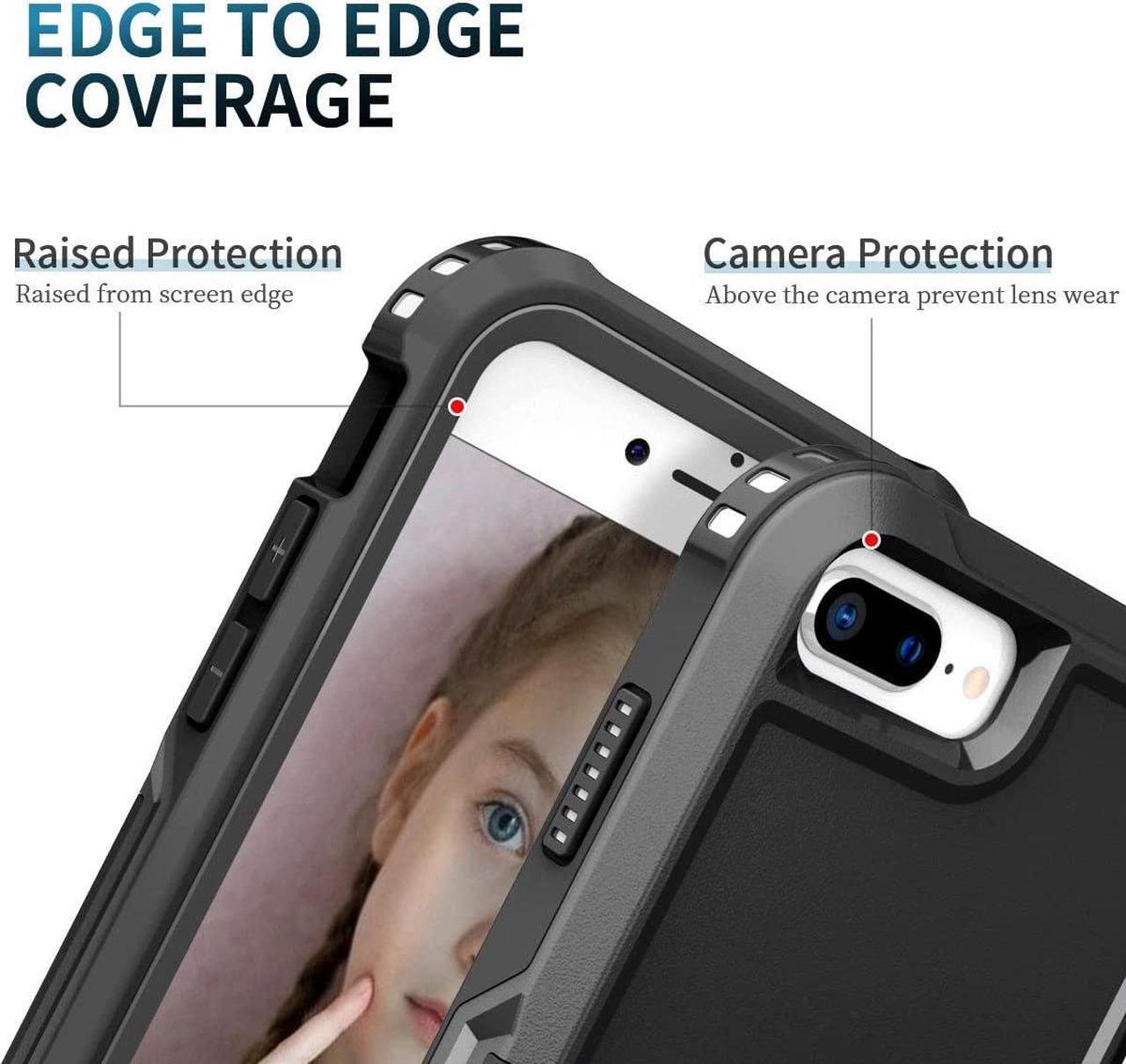 Alt view image 6 of 7 - Military Grade TUFF Hybrid Case with Ring Grip for iPhone 8 Plus / 7 Plus - Black