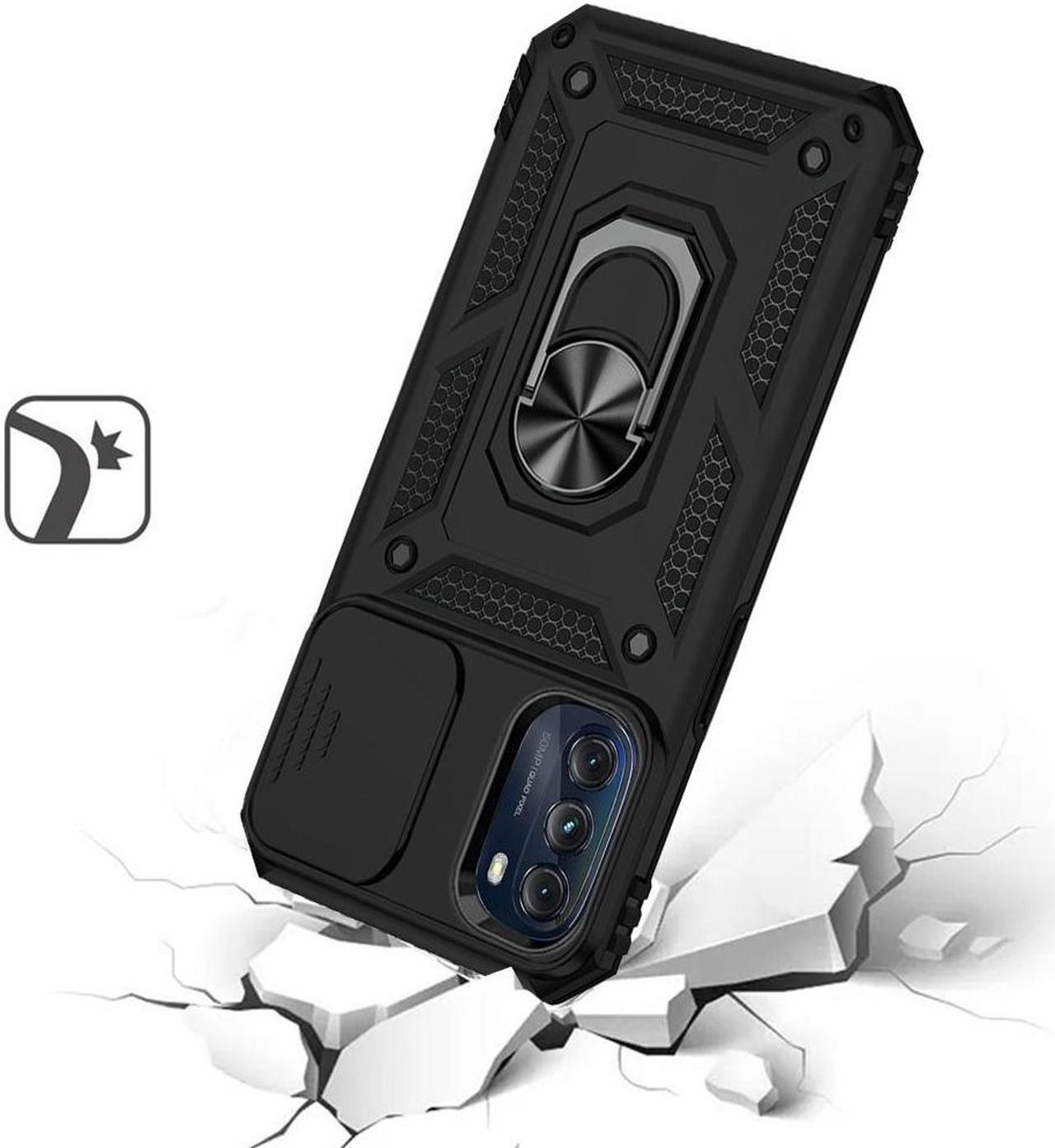 Alt view image 2 of 3 - Elite Series Hybrid Case with Ring Holder and Camera Lens Cover for Motorola Moto G 5G 2022 - Black