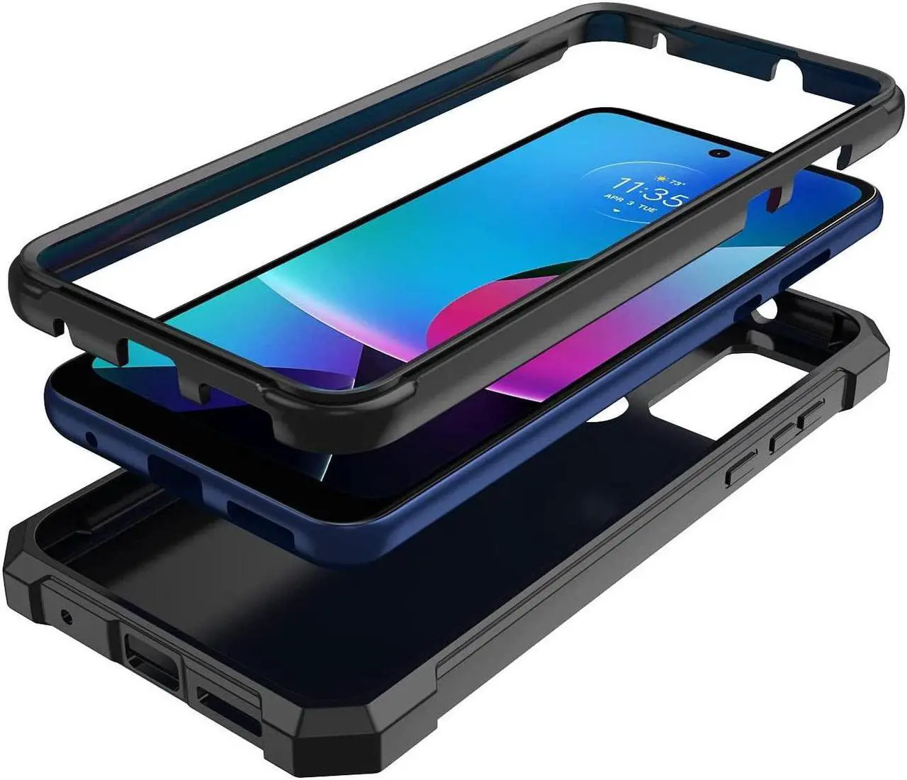 Alt view image 5 of 7 - Military Grade Rugged Hybrid Case for Motorola Moto G Play 2023 - Black