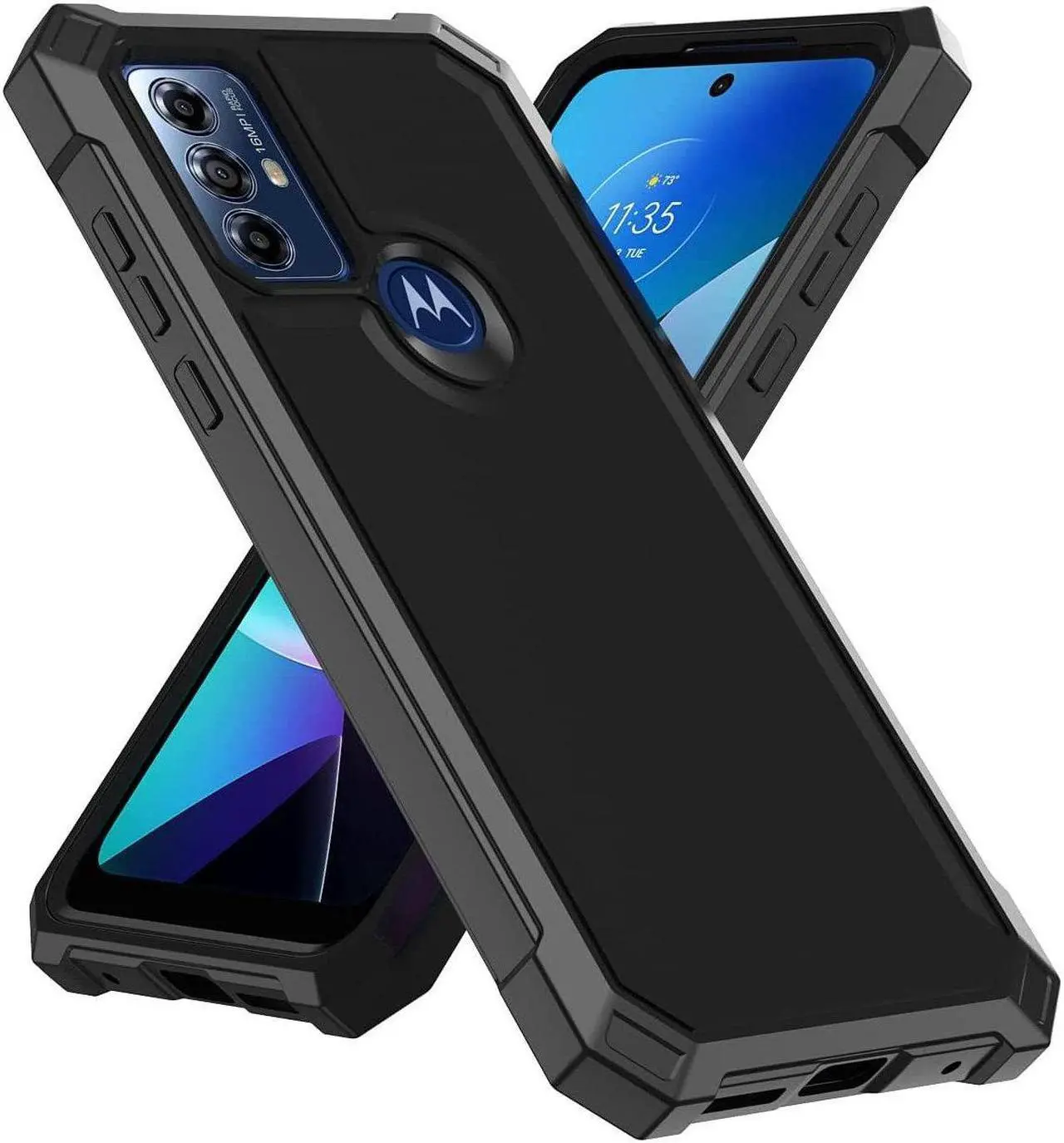 Alt view image 7 of 7 - Military Grade Rugged Hybrid Case for Motorola Moto G Play 2023 - Black