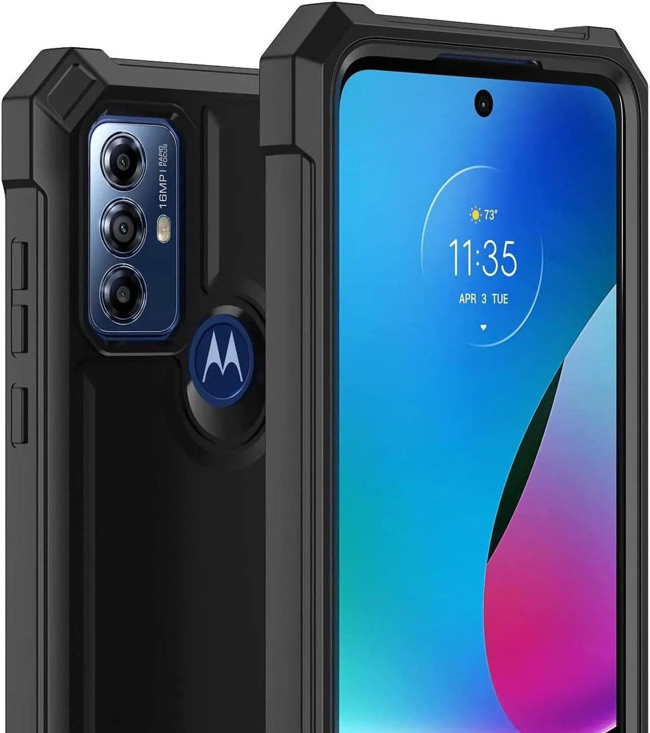 Alt view image 4 of 7 - Military Grade Rugged Hybrid Case for Motorola Moto G Play 2023 - Black