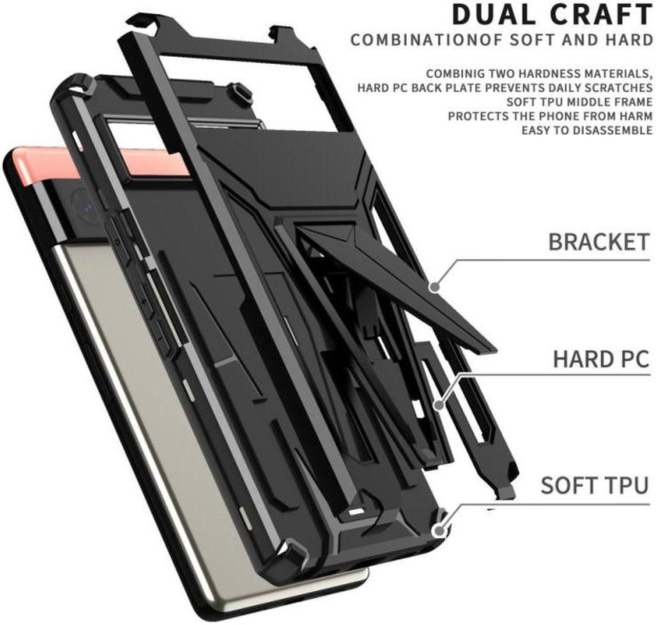 Alt view image 3 of 5 - Transformer Hybrid Case with Kickstand for Google Pixel 7 - Black