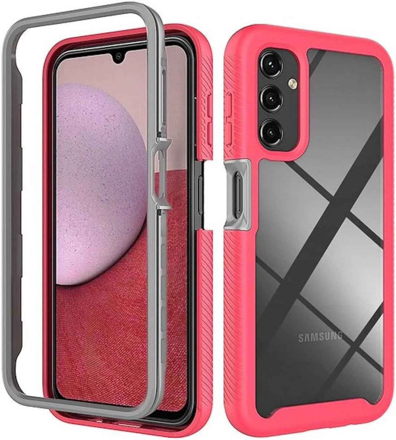 Main image of Military Grade Transparent Hybrid Case for Samsung Galaxy A14 5G - Pink