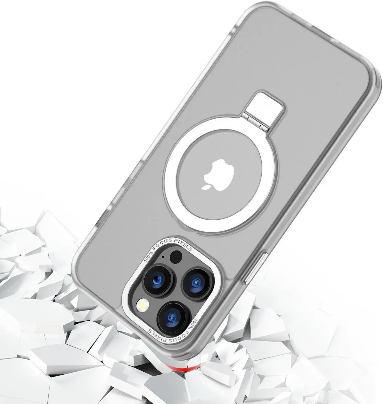 Alt view image 2 of 7 - MagSafe Compatible Shade Series Hybrid Case with Kickstand Ring Holder for iPhone 13 Pro Max - Clear
