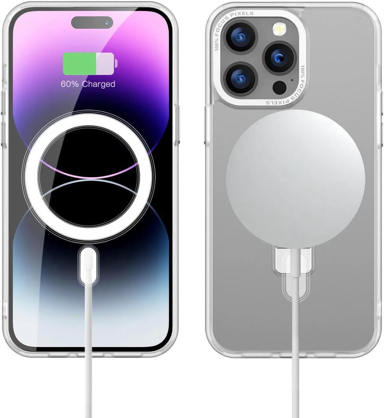 Alt view image 3 of 7 - MagSafe Compatible Shade Series Hybrid Case with Kickstand Ring Holder for iPhone 13 Pro Max - Clear