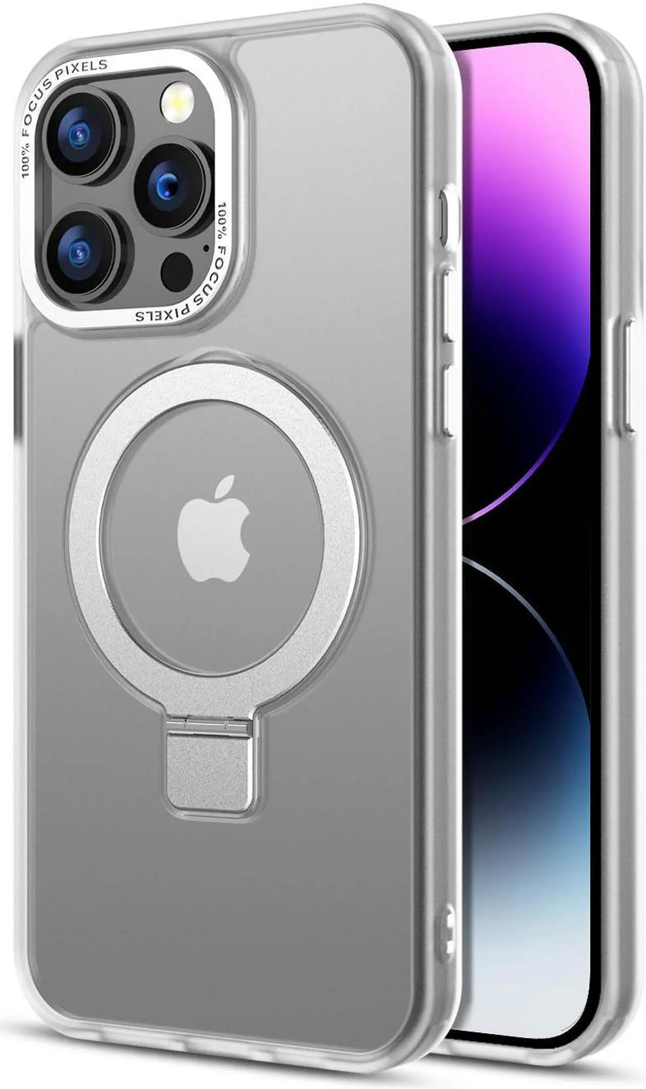 Alt view image 7 of 7 - MagSafe Compatible Shade Series Hybrid Case with Kickstand Ring Holder for iPhone 13 Pro Max - Clear