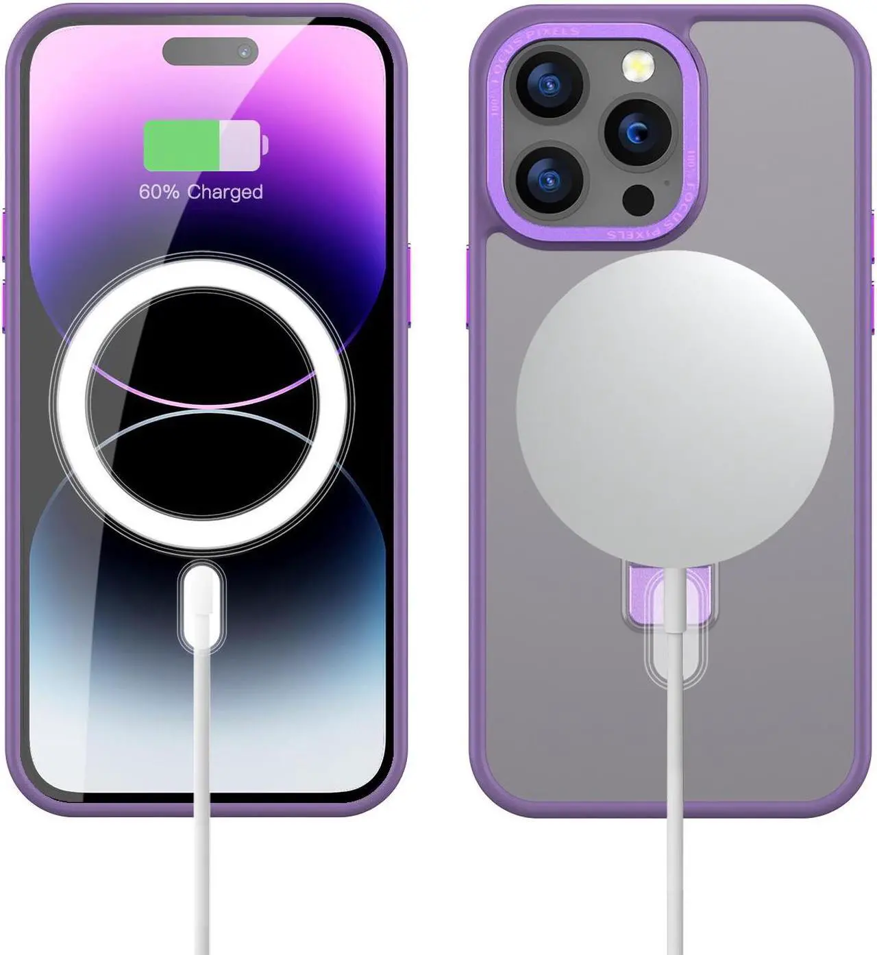 Alt view image 2 of 7 - MagSafe Compatible Shade Series Hybrid Case with Kickstand Ring Holder for iPhone 13 Pro Max - Purple