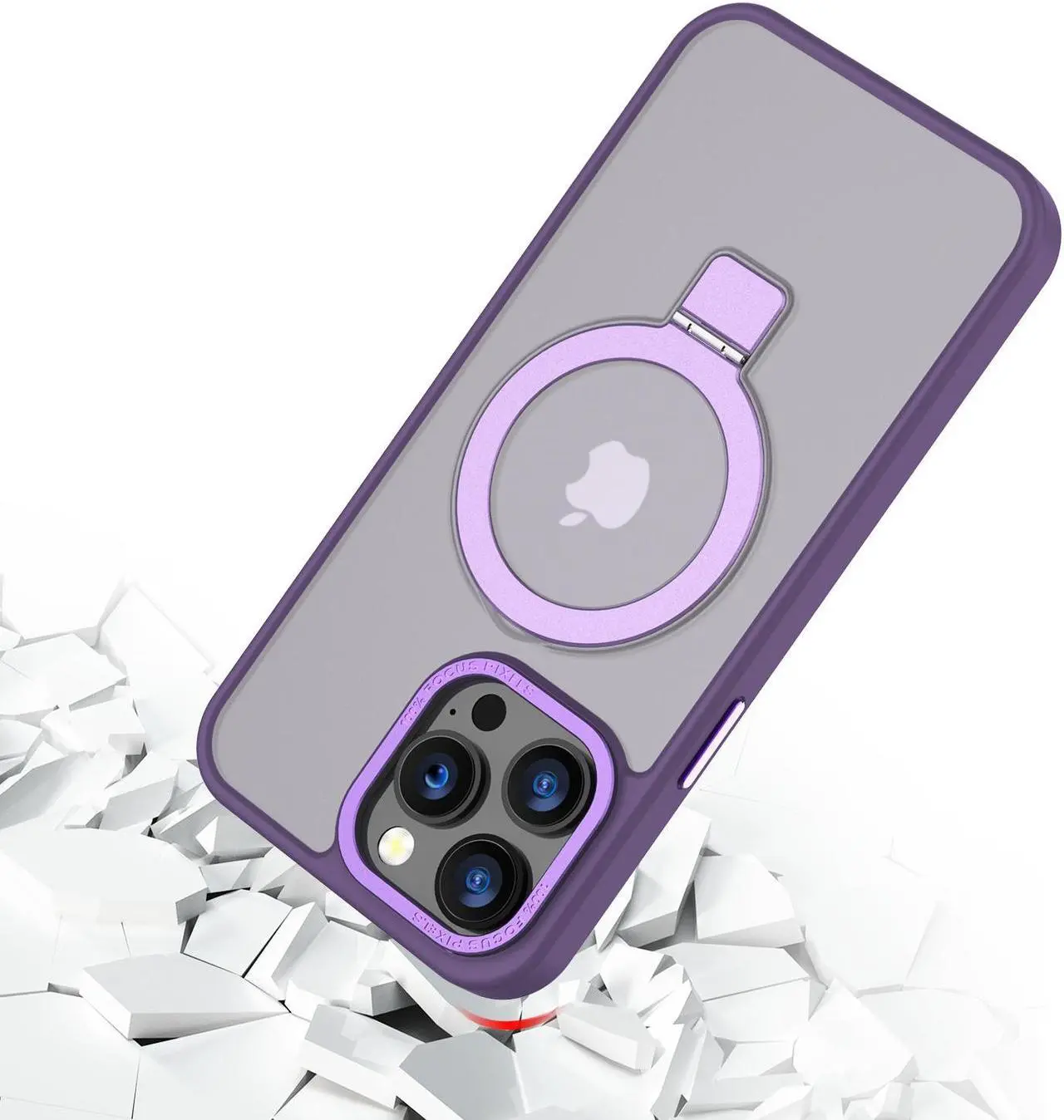 Alt view image 3 of 7 - MagSafe Compatible Shade Series Hybrid Case with Kickstand Ring Holder for iPhone 13 Pro Max - Purple