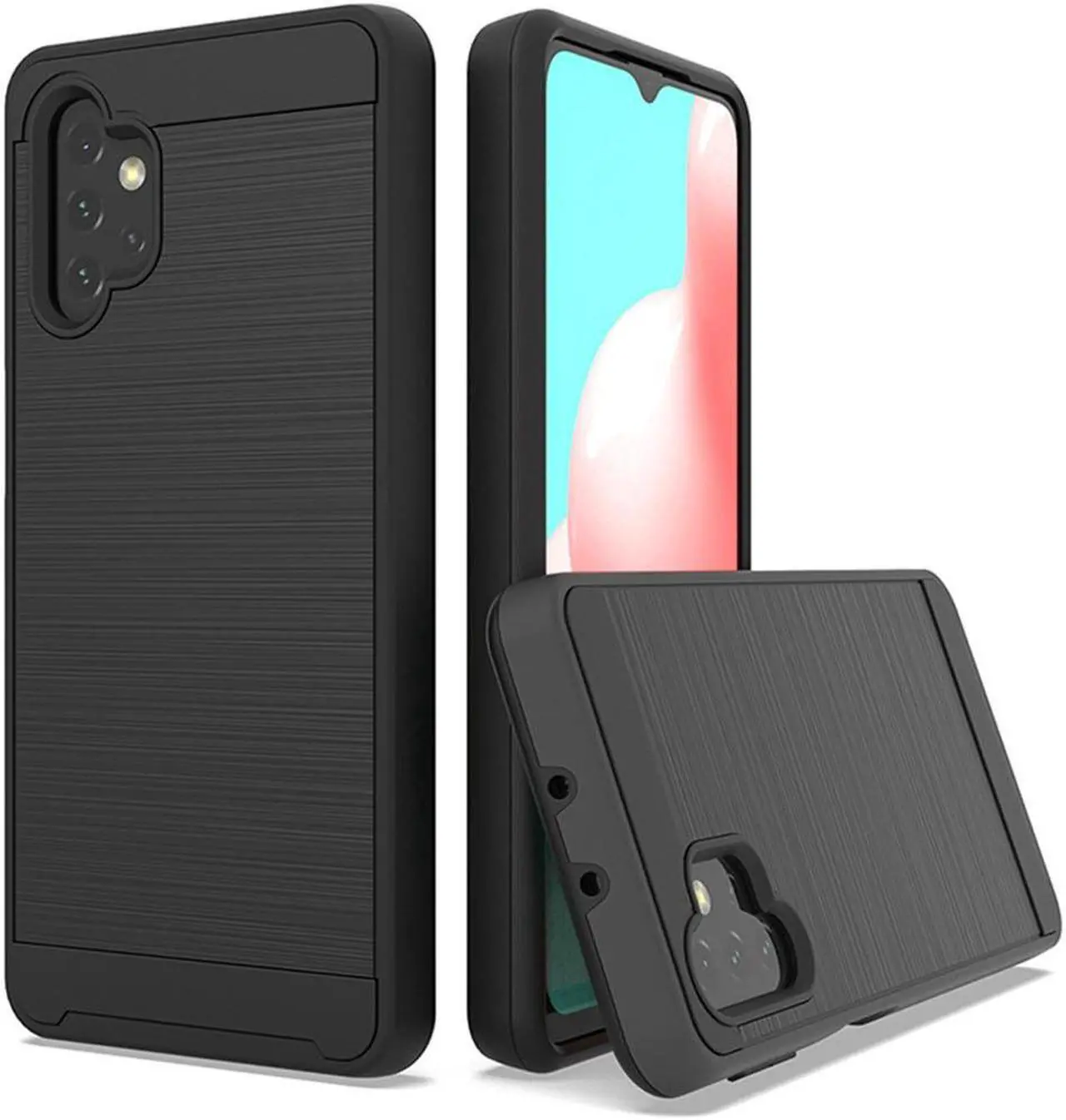 Main image of Brushed Textured Hybrid Armor Case for Samsung Galaxy A32 5G - Black