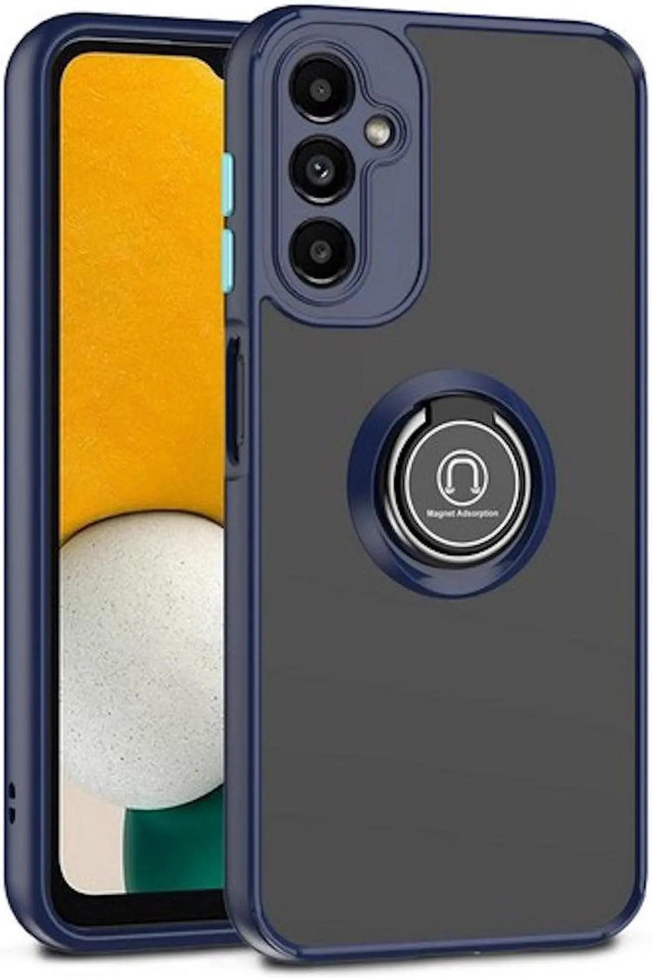 Alt view image 2 of 2 - Transparent Hybrid Case with Ring Grip for Samsung Galaxy A14 5G - Blue