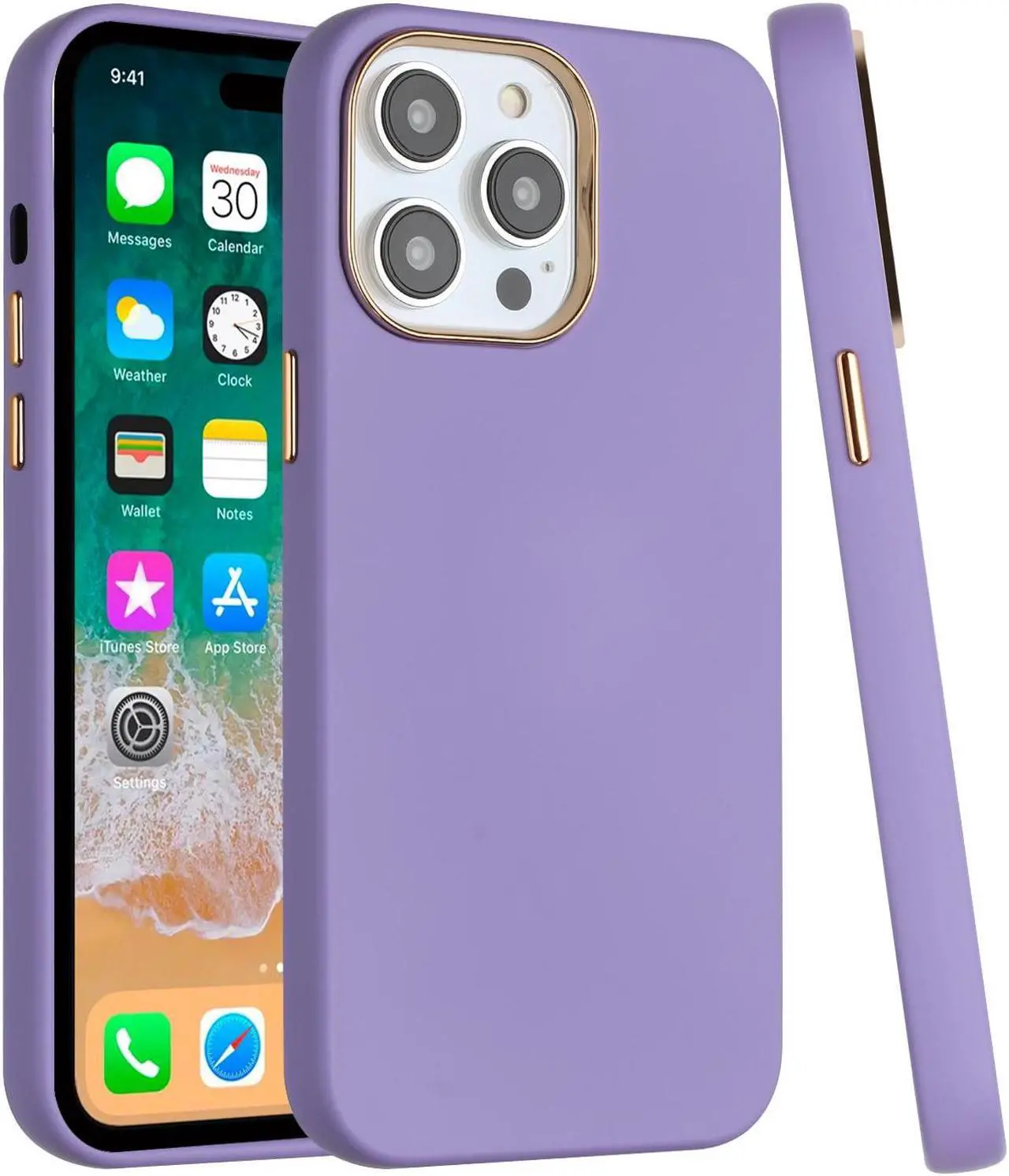 Alt view image 2 of 2 - Soft Touch Dual-Layer Hybrid Case for iPhone 14 Pro Max - Purple