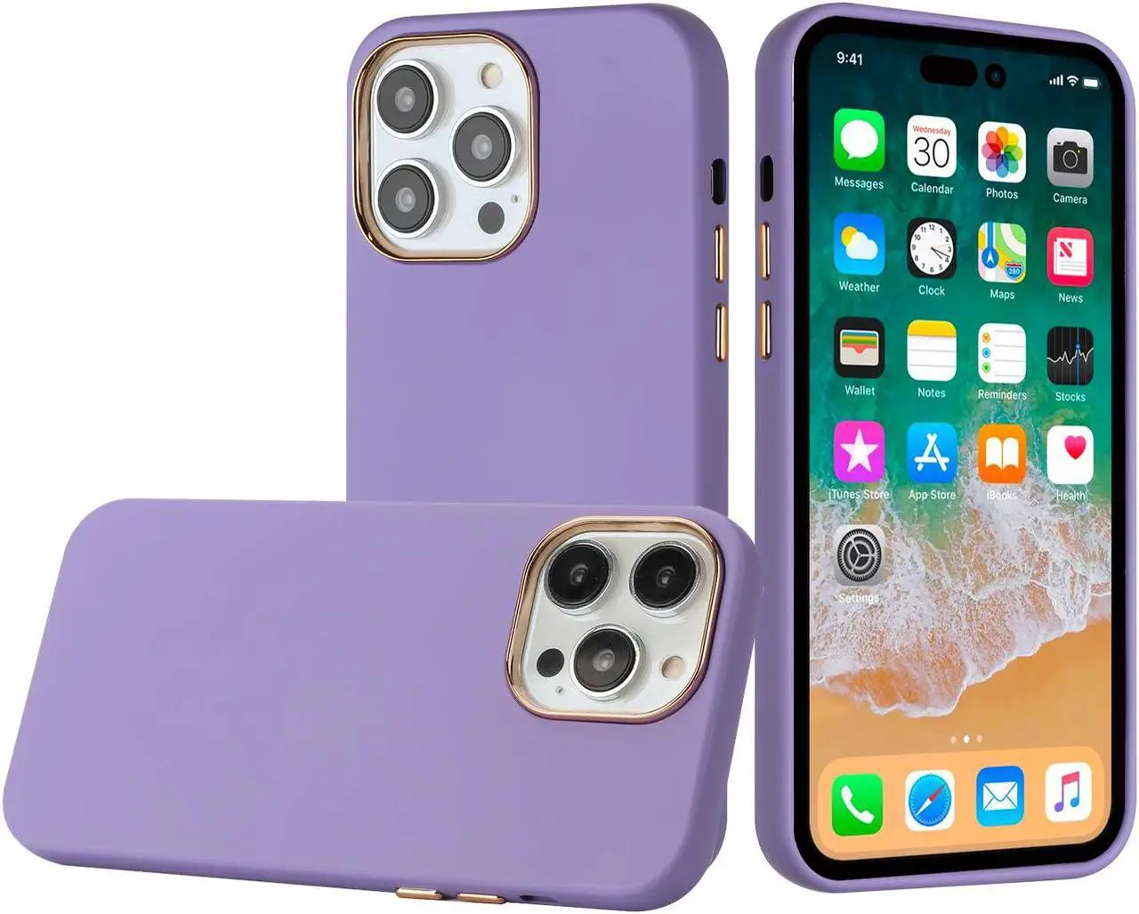 Main image of Soft Touch Dual-Layer Hybrid Case for iPhone 14 Pro Max - Purple