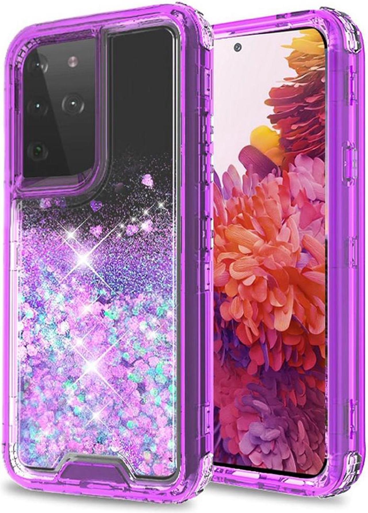 Alt view image 5 of 6 - Atomic Quicksand Glitter Waterfall Hybrid Case for Samsung Galaxy S21 Ultra 5G - Purple