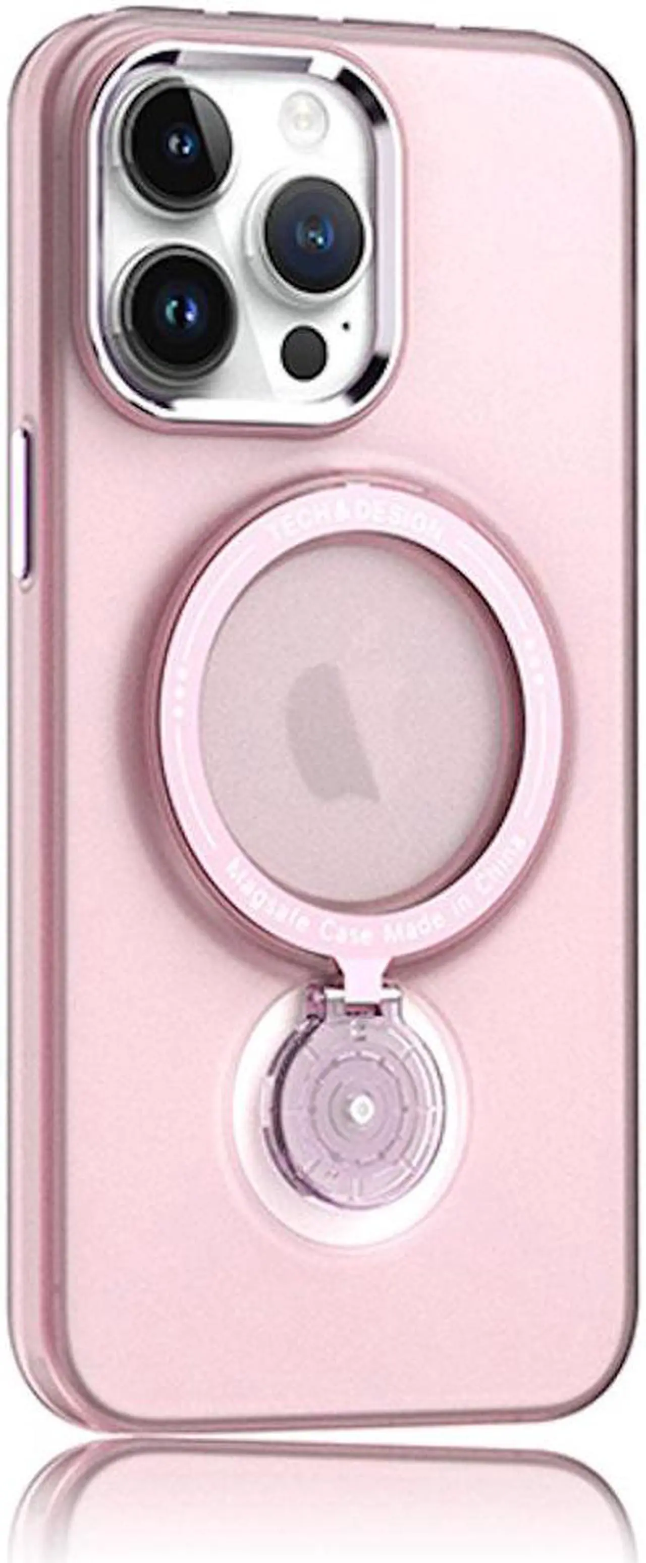 Alt view image 7 of 7 - MagSafe Compatible Candy Series Hybrid Case with Kickstand Ring Holder for iPhone 14 Pro Max - Pink