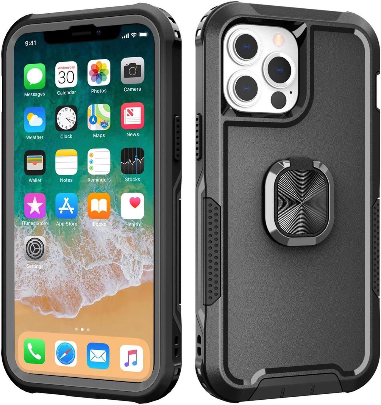 Main image of Military Grade TUFF Hybrid Case with Ring Grip for iPhone 11 - Black