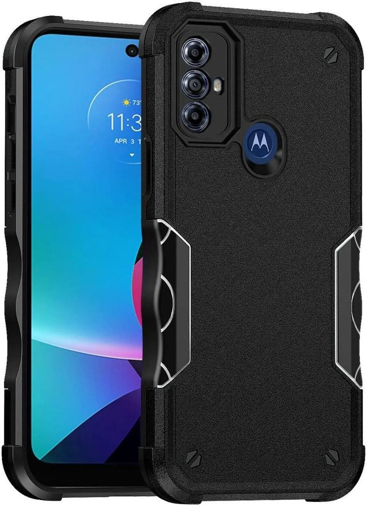 Main image of Military Grade Shockproof Hybrid Armor Case for Motorola Moto G Play 2023 - Black