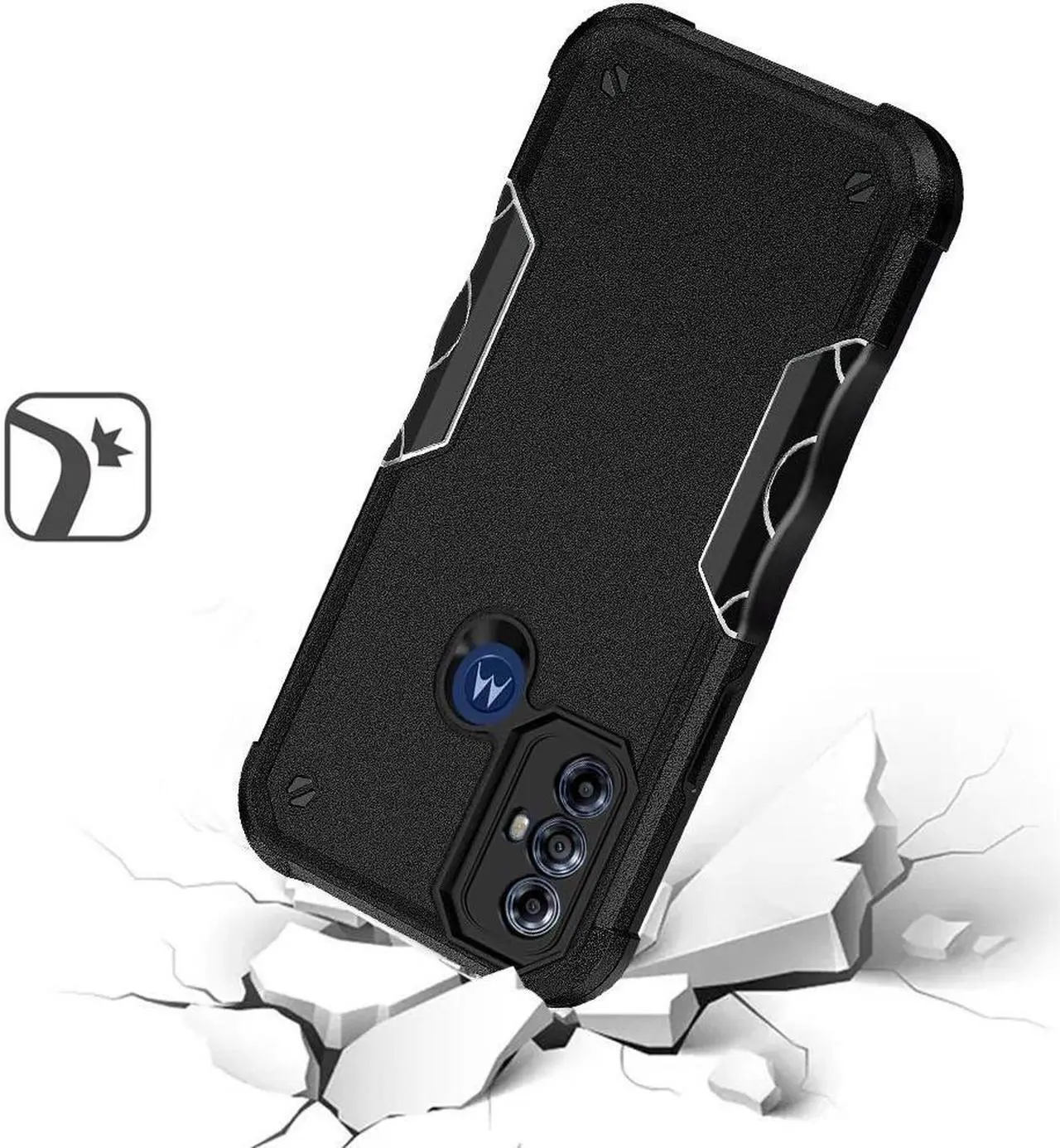 Alt view image 2 of 4 - Military Grade Shockproof Hybrid Armor Case for Motorola Moto G Play 2023 - Black