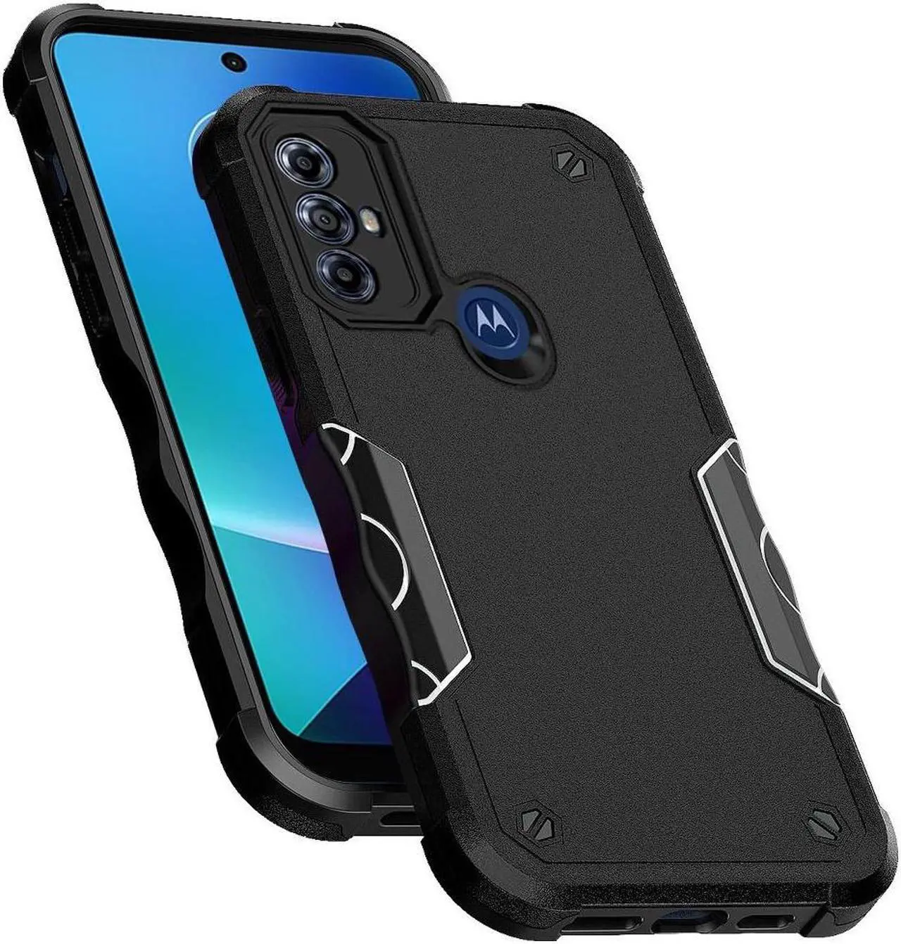 Alt view image 4 of 4 - Military Grade Shockproof Hybrid Armor Case for Motorola Moto G Play 2023 - Black