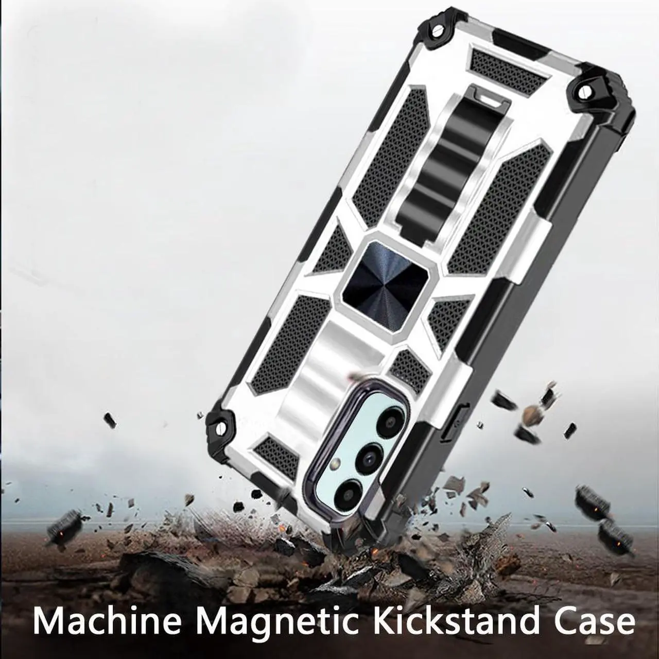 Alt view image 2 of 3 - Tough Ultra Rugged Hybrid Case for Samsung Galaxy A13 5G / 4G - Silver