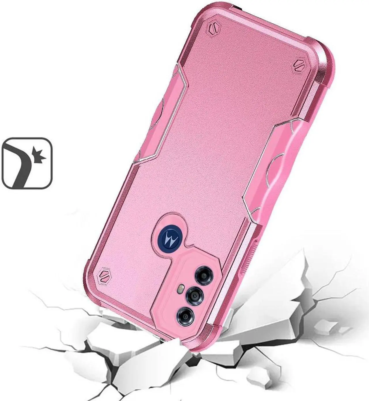Alt view image 2 of 4 - Military Grade Shockproof Hybrid Armor Case for Motorola Moto G Play 2023 - Pink
