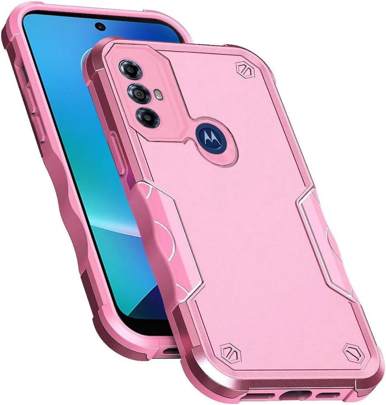 Alt view image 4 of 4 - Military Grade Shockproof Hybrid Armor Case for Motorola Moto G Play 2023 - Pink