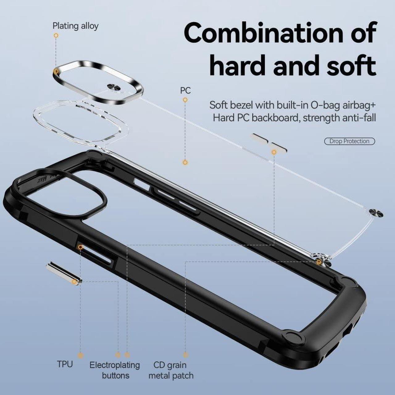 Alt view image 5 of 6 - Tough Shield Snap-on Transparent Case for iPhone 14 - Black
