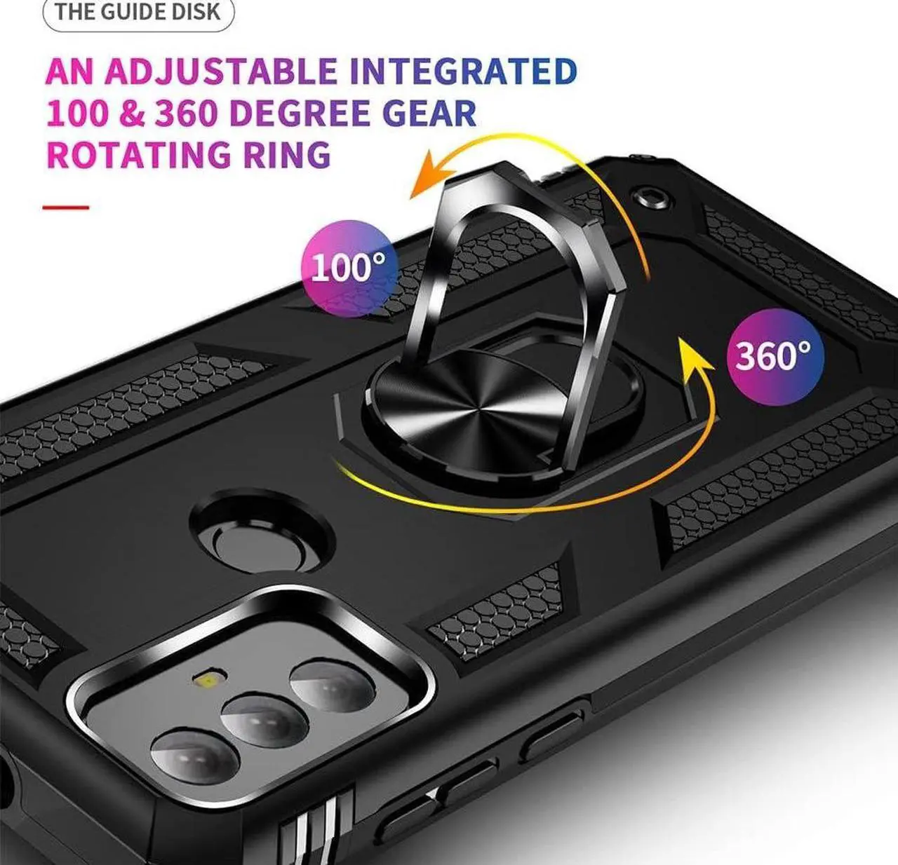 Alt view image 6 of 7 - Military Grade Hybrid Case with Ring Grip for Motorola Moto G Play 2023 - Black