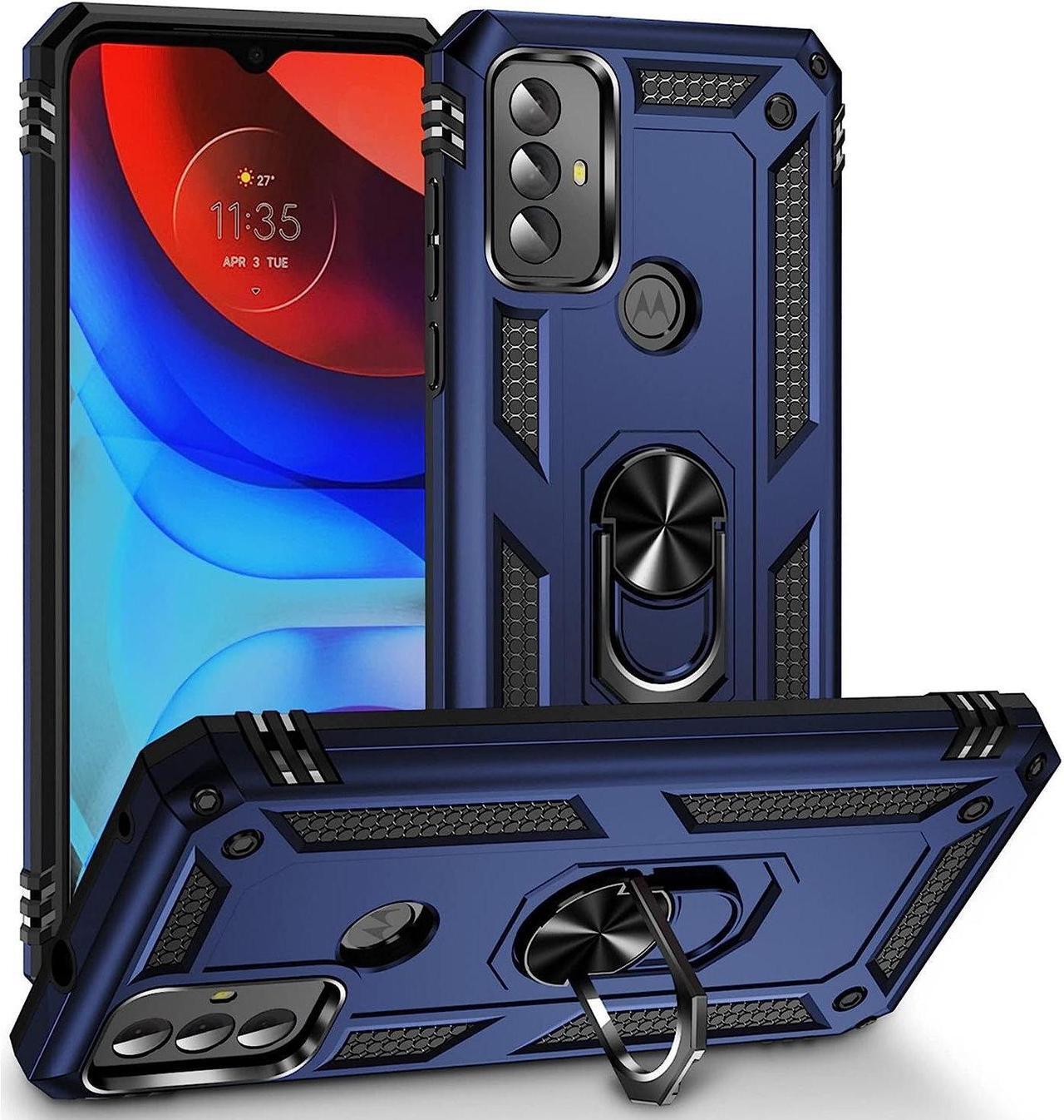 Main image of Military Grade Hybrid Case with Ring Grip for Motorola Moto G Play 2023 - Blue