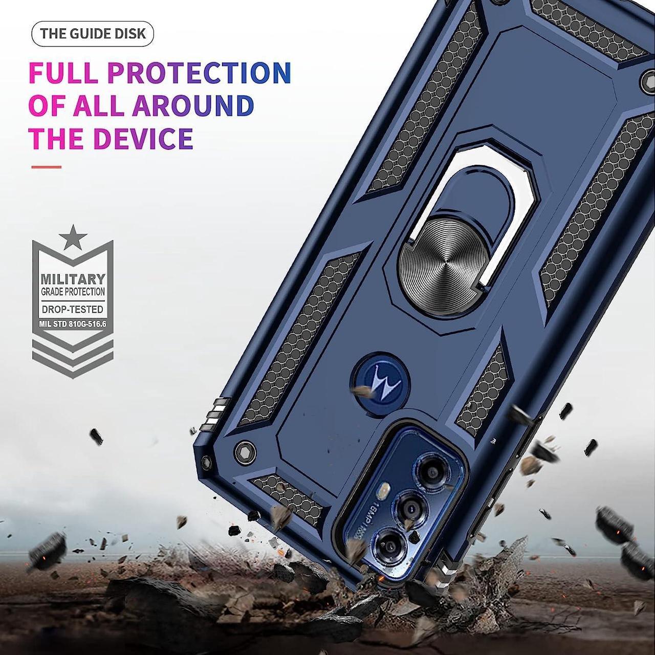 Alt view image 2 of 7 - Military Grade Hybrid Case with Ring Grip for Motorola Moto G Play 2023 - Blue