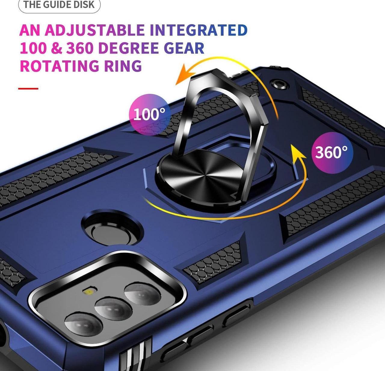 Alt view image 6 of 7 - Military Grade Hybrid Case with Ring Grip for Motorola Moto G Play 2023 - Blue