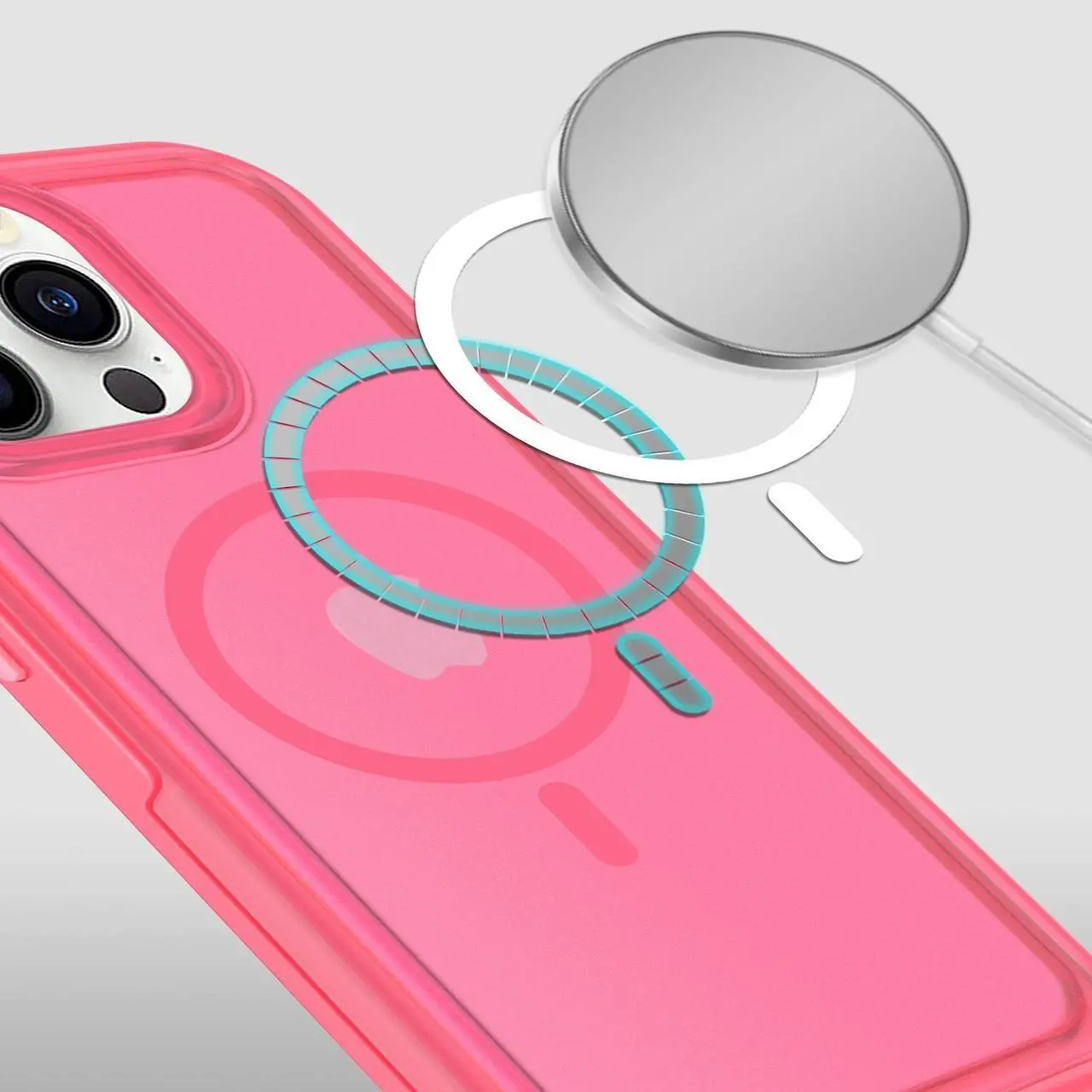 Alt view image 2 of 2 - MagSafe Compatible Candy Series Hybrid Case for iPhone 13 Pro Max - Hot Pink