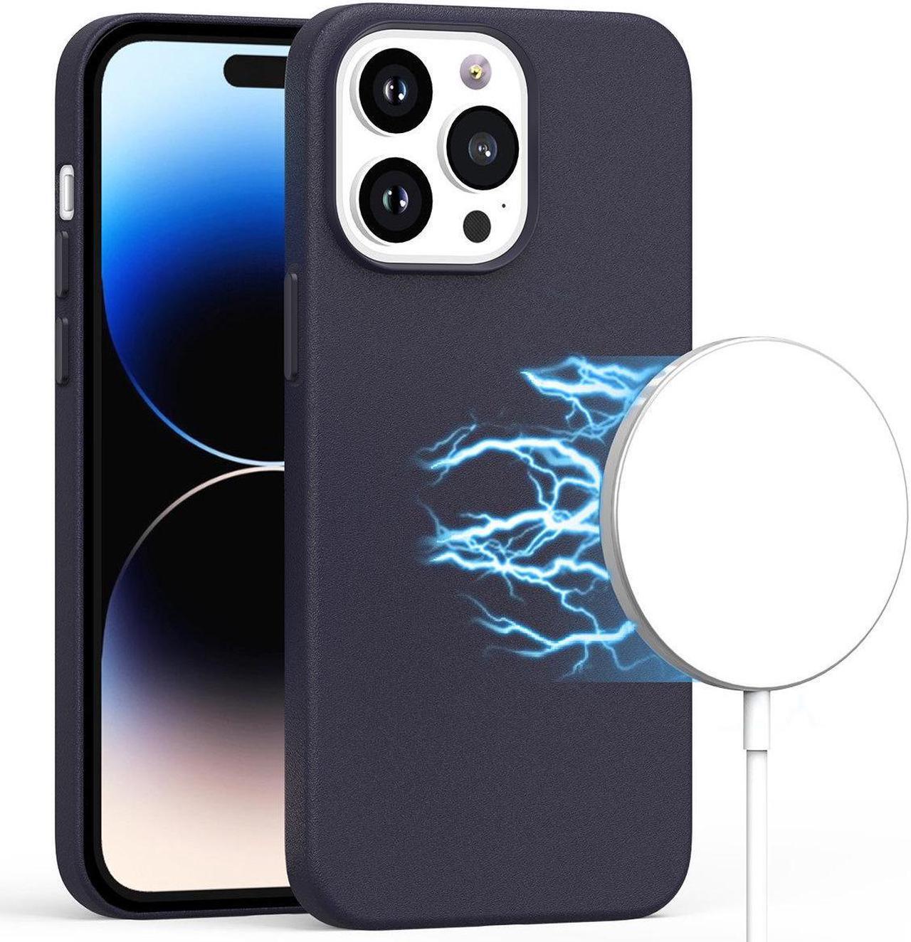 Main image of MagSafe Compatible Leather Case for iPhone 14 Pro - Ink Blue
