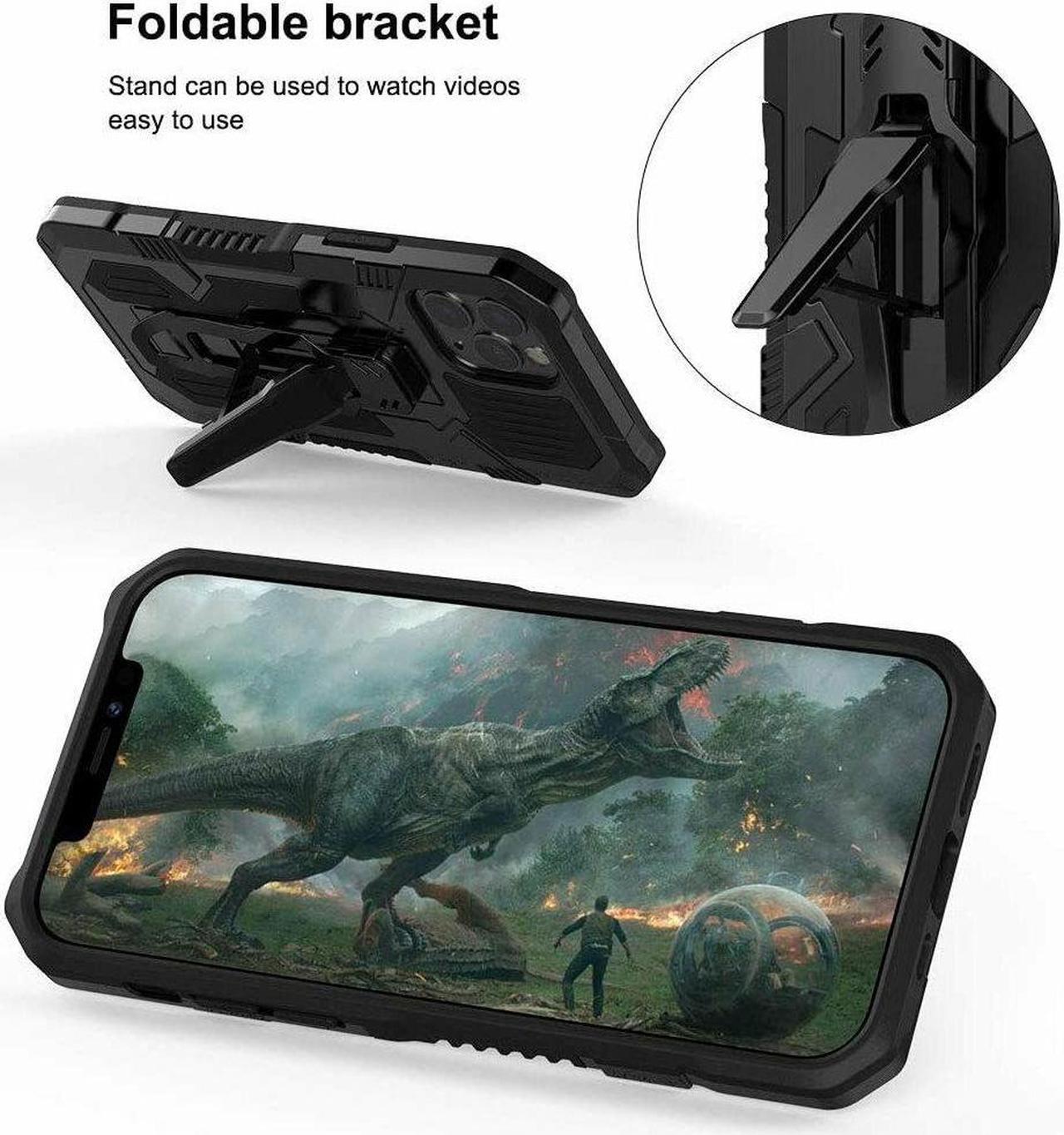 Alt view image 5 of 7 - Military Grade Hybrid Armor Case with Integrated Belt Clip and Kickstand for iPhone 14 - Black