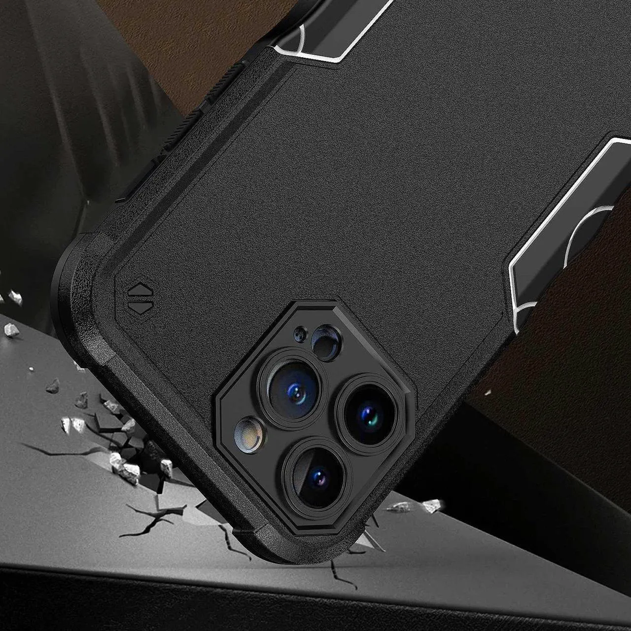 Alt view image 2 of 5 - Military Grade Shockproof Hybrid Armor Case for iPhone 13 Pro Max - Black