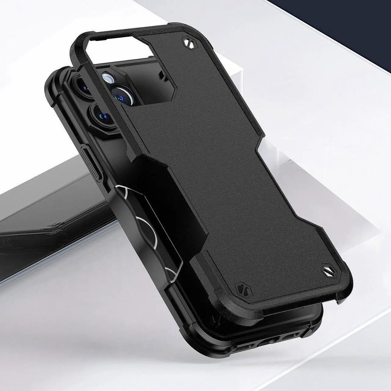 Alt view image 4 of 5 - Military Grade Shockproof Hybrid Armor Case for iPhone 13 Pro Max - Black