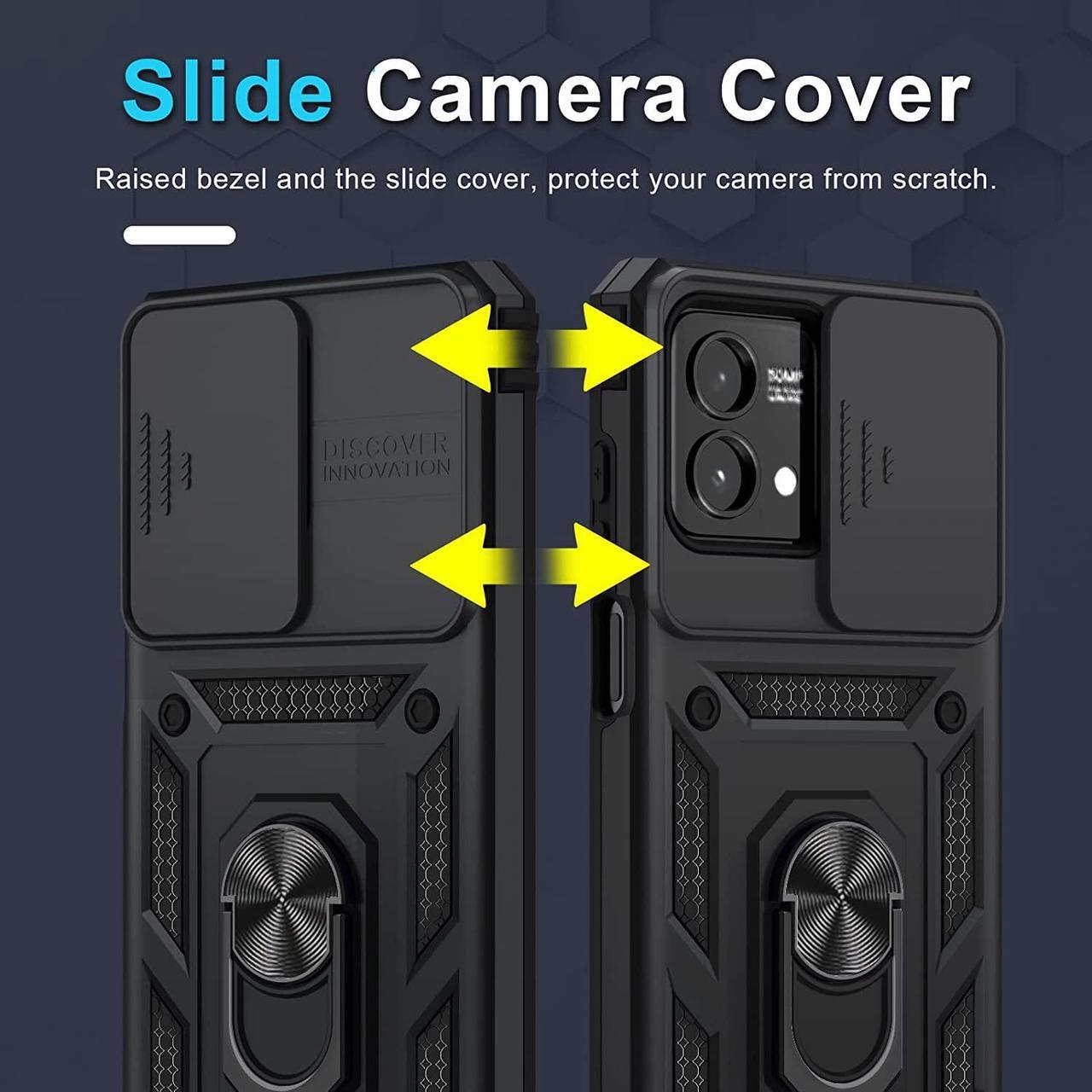 Alt view image 5 of 7 - Military Grade Hybrid Case with Ring Grip and Camera Lens Protector for Motorola Moto G 5G 2023 - Black